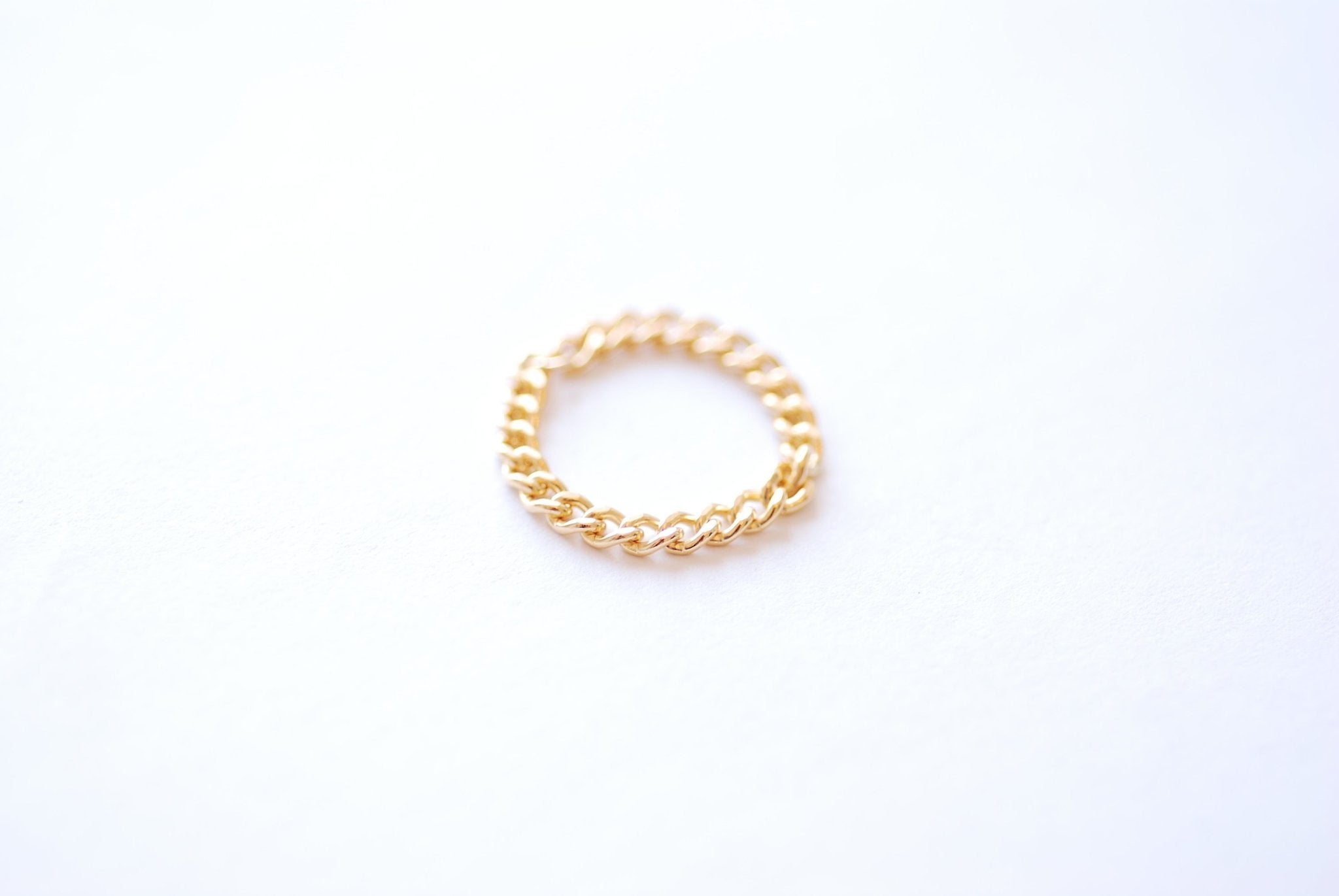 Gold Chain Ring - 14k Gold Filled Stacking Ring, Cuban Chain Ring, Cuban Link ring, Everyday Jewelry, Minimalist Ring, Curb Chain Ring [27] - HarperCrown