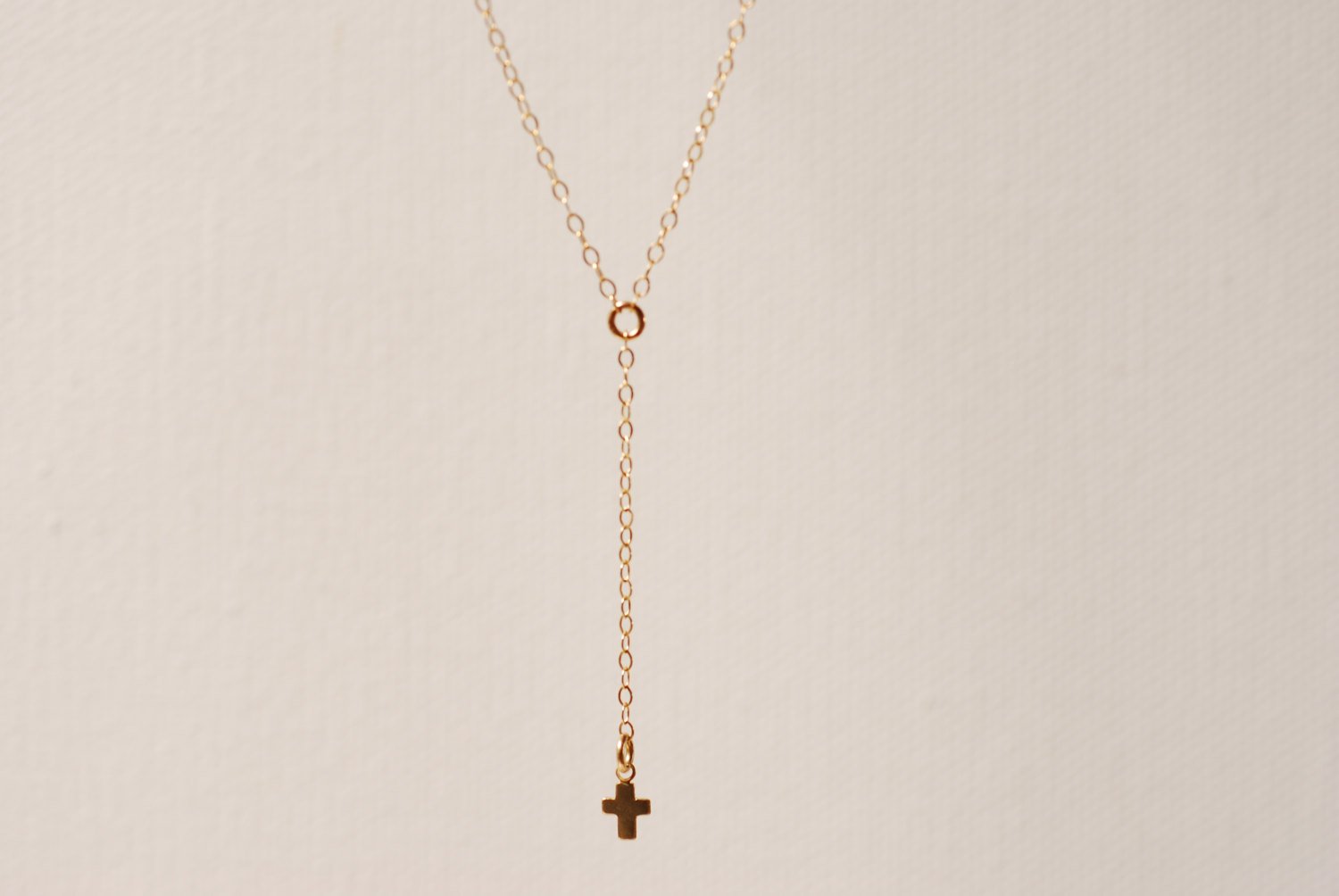 Gold Cross Rosary Lariat Necklace, 14k gold filled Cross, Gold Cross Necklace, Communion Gift, Bridesmaid Jewelry,dainty rosary - HarperCrown