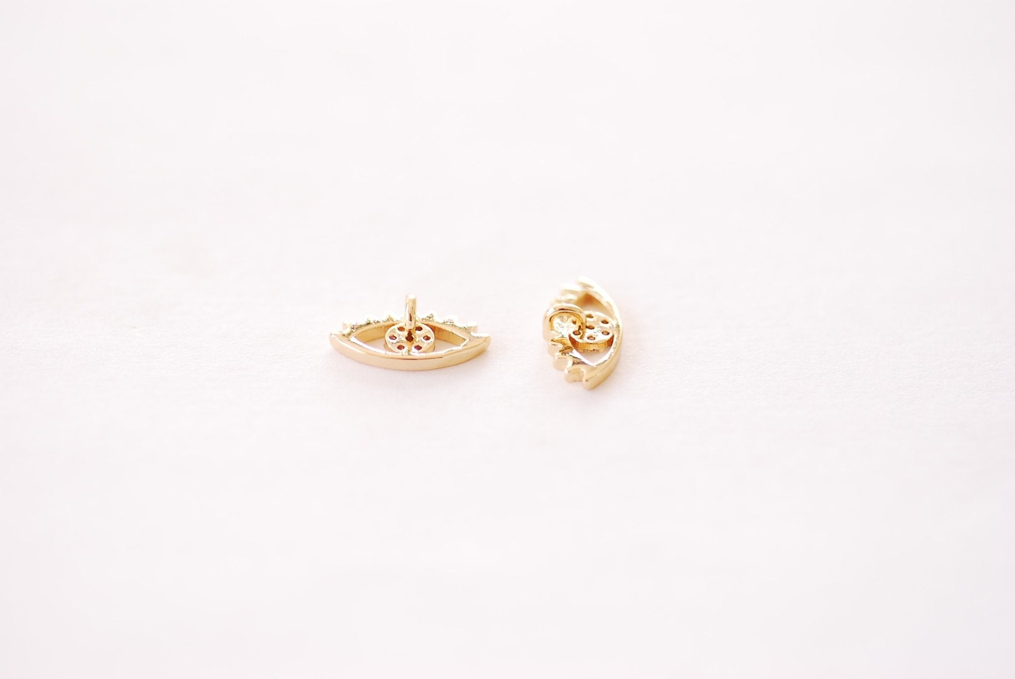 Gold Cubic Zirconia Evil Eye Charm - 16k gold plated over Brass Cubic Zirconia Evil Eye Micro Pave Charm HarperCrown Wholesale Charms B125 - HarperCrown