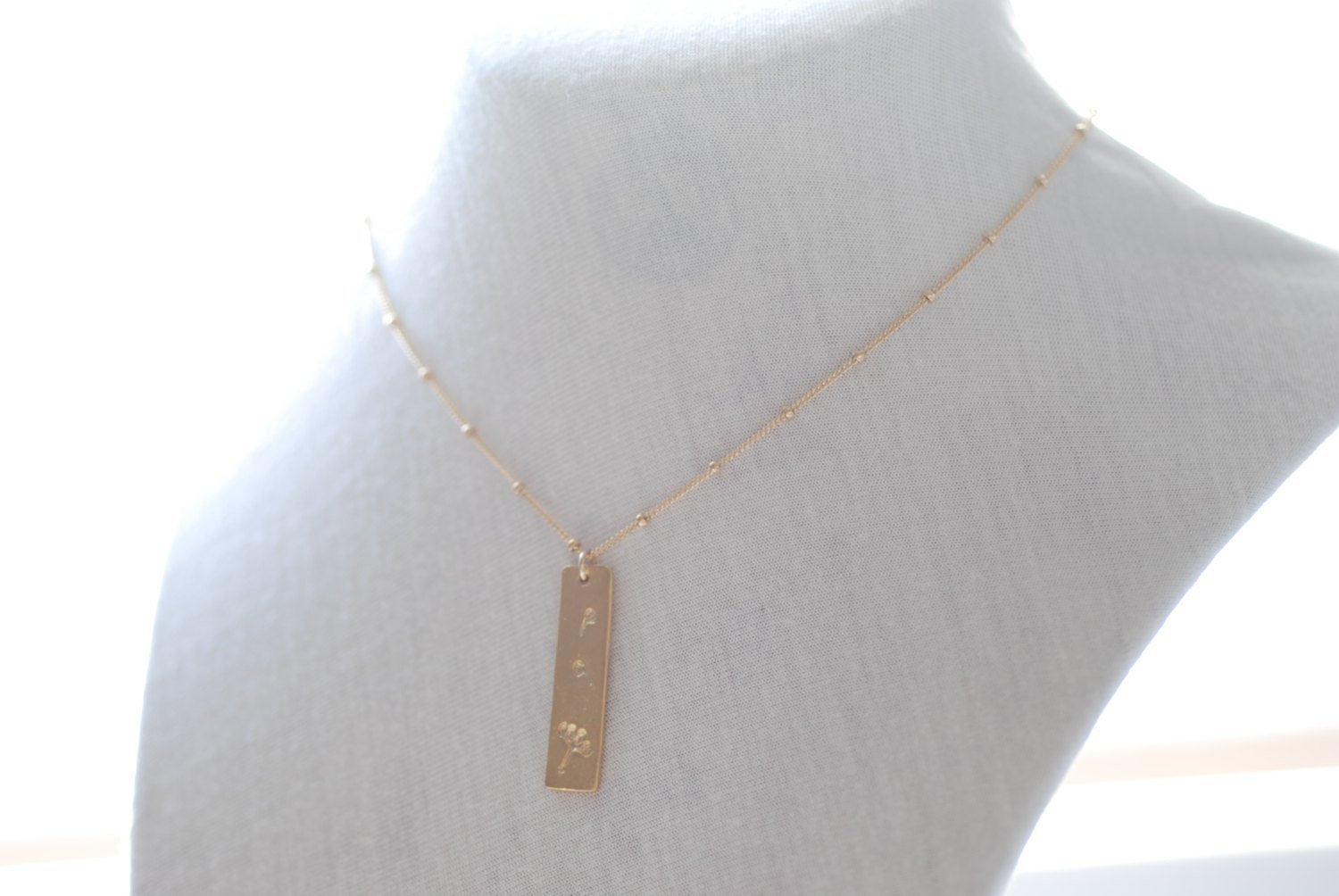 Gold Dandelion Necklace- Make a wish, Gold Bar Necklace, Minimalist Necklace - HarperCrown