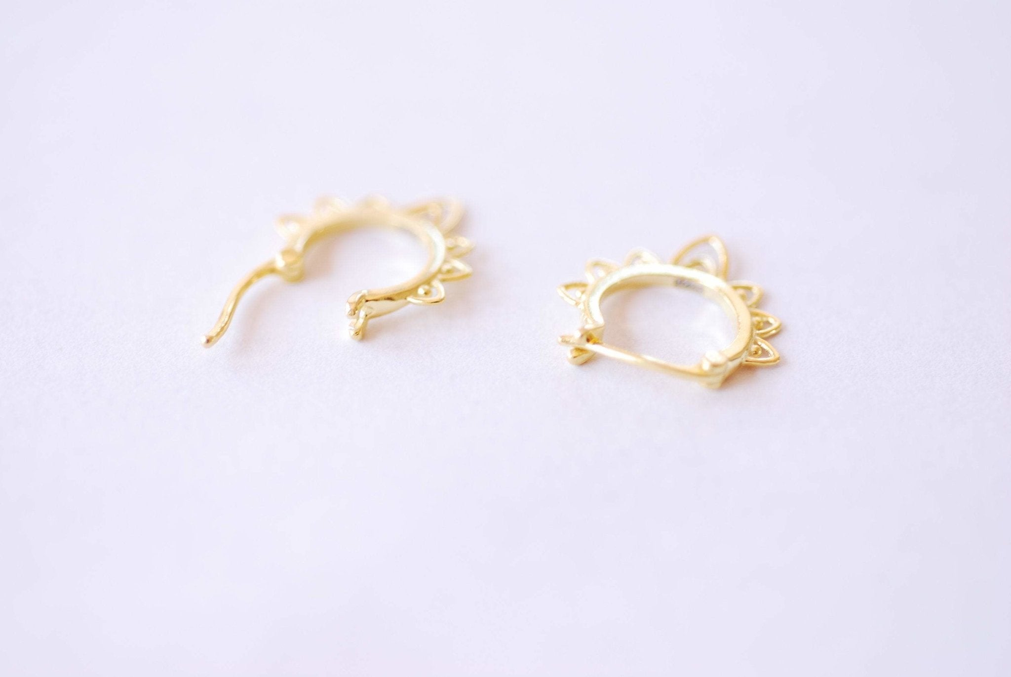 Gold Ear Huggie Hoop Earrings - Earring Cuff, Cartilage Hoop, Cartilage Earring, Mini Hoop Earrings, Spike Hoop Earrings, Snug Cuff - HarperCrown