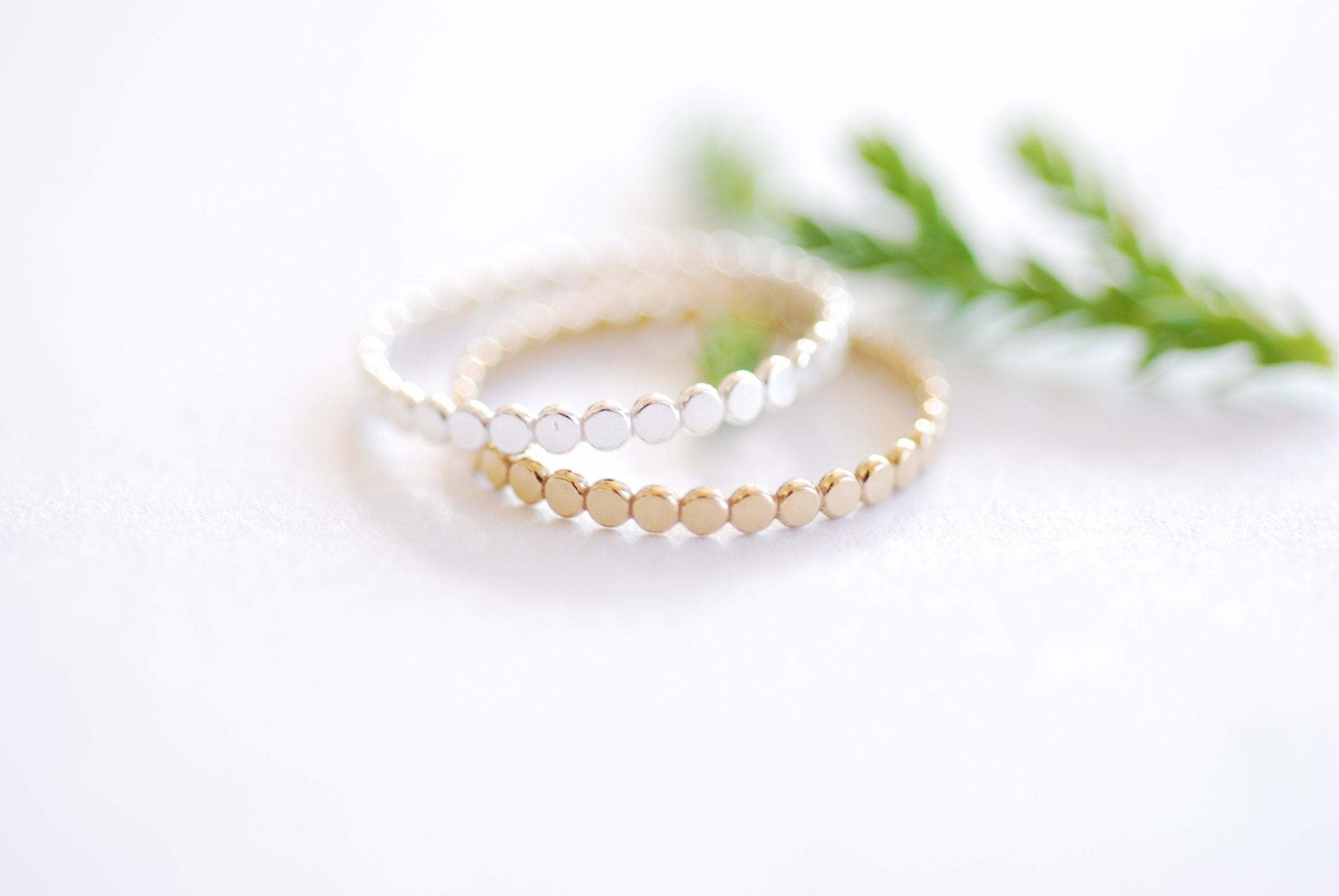 Gold Filled Beaded Ring, Gold Silver Stacking Ring, Hammered Bead Ring, Gold Dot Ring Midi Ring Gold Filled Flat Beaded Ring Minimalist [30] - HarperCrown