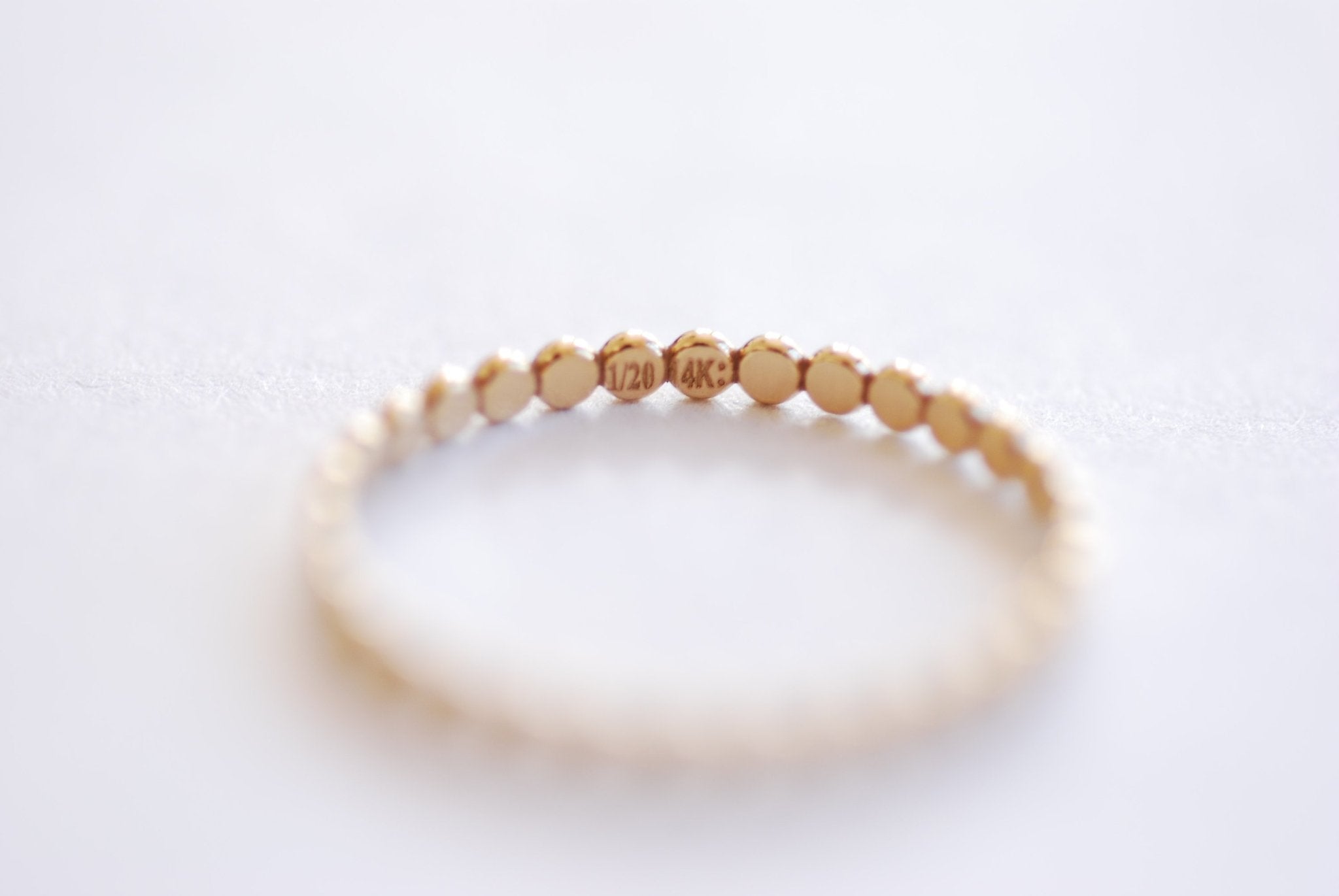 Gold Filled Beaded Ring, Gold Silver Stacking Ring, Hammered Bead Ring, Gold Dot Ring Midi Ring Gold Filled Flat Beaded Ring Minimalist [30] - HarperCrown