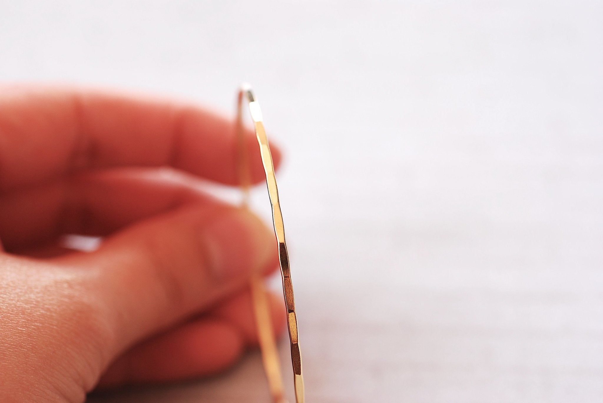 Gold Filled Hammered Bangle Bracelet Thin Simple Everyday Bracelet Jewelry Gold Minimalist Bangle Bracelet 14k Gold Filled Cuff GIFT - HarperCrown