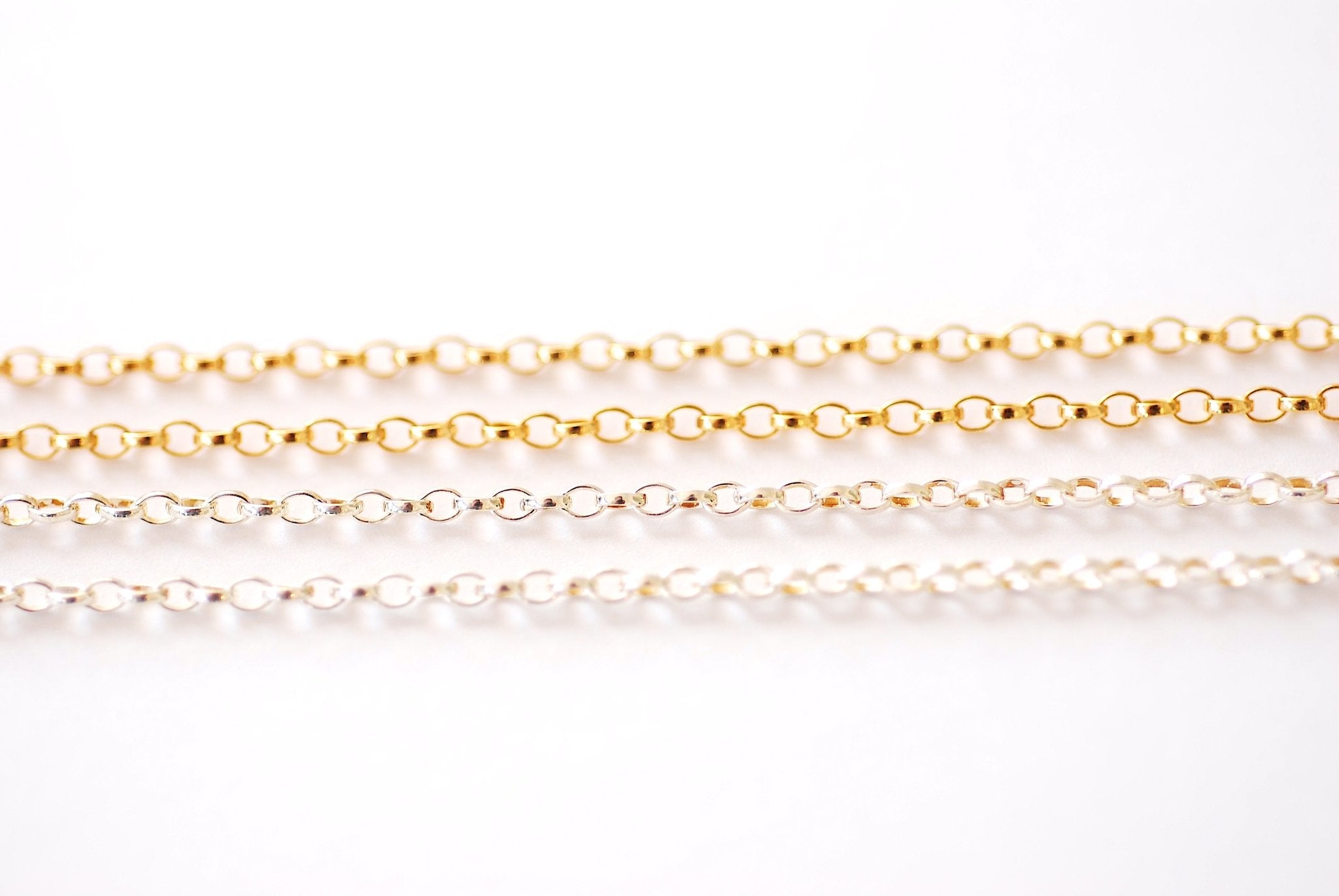 Gold Filled Rolo Chain l 1.8mm x 2.6mm Width Oval Rolo Chain l Wholesale Gold Filled Sterling Silver Chain Permanent Jewelry Necklace Chain - HarperCrown