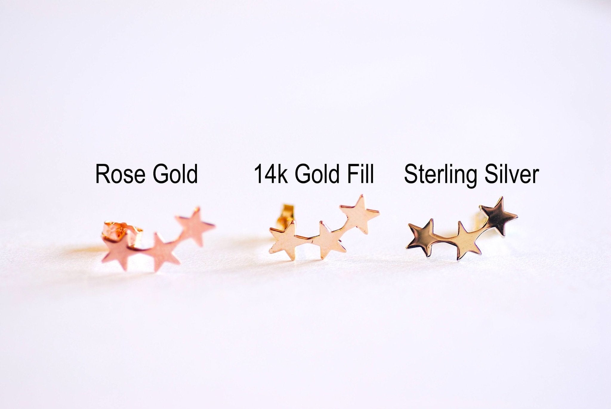 Gold Filled Star Ear Climber- Gold Star ear crawlers, ear climber earrings, ear crawler earrings, ear pins, star earrings, ear sweeps, Studs - HarperCrown