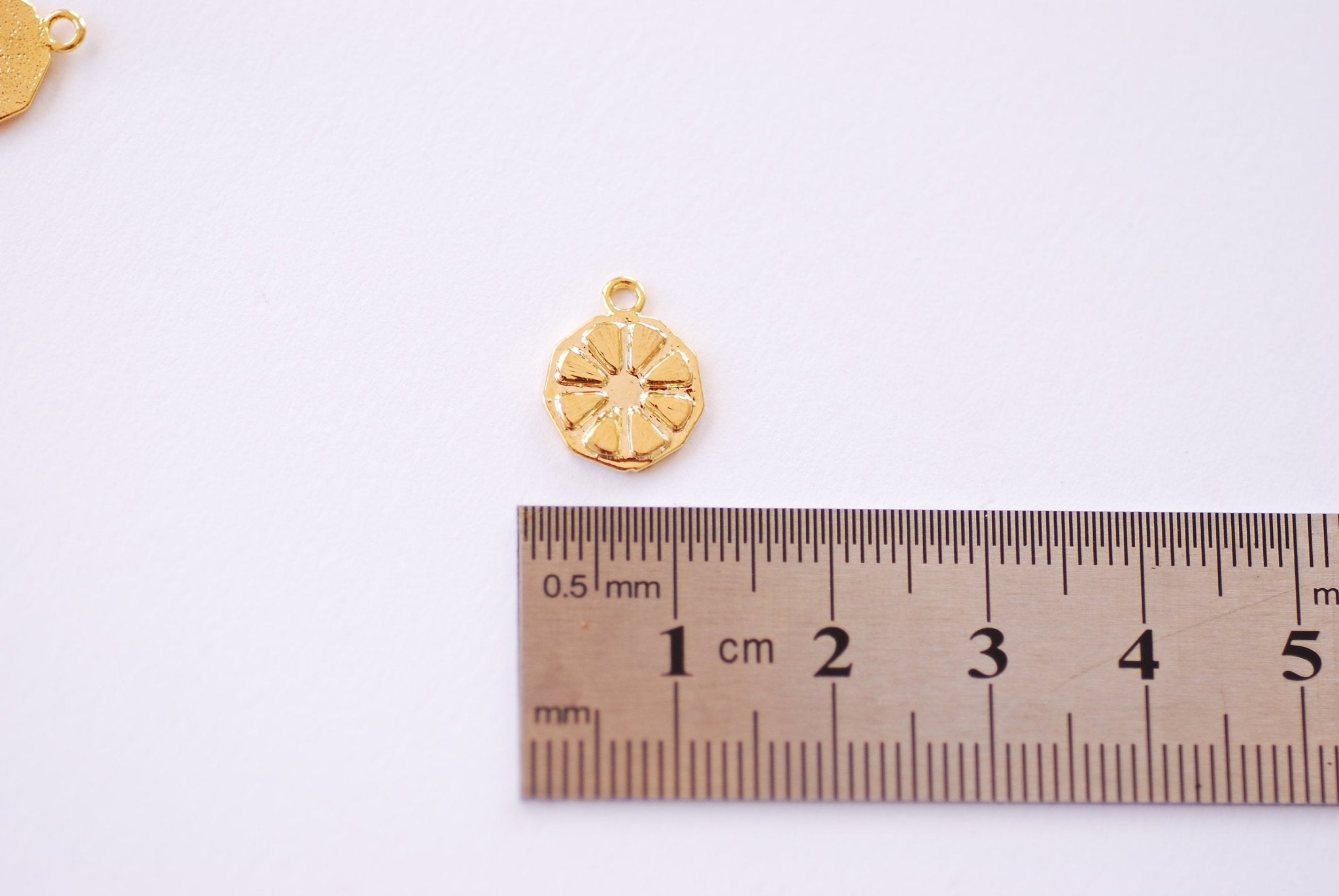 Gold Fruit Slice Charm - 16k gold plated over Brass Lemon Lime Orange Grapefruit Slice Wedge Charm HarperCrown Etsy Wholesale Brass B107 - HarperCrown