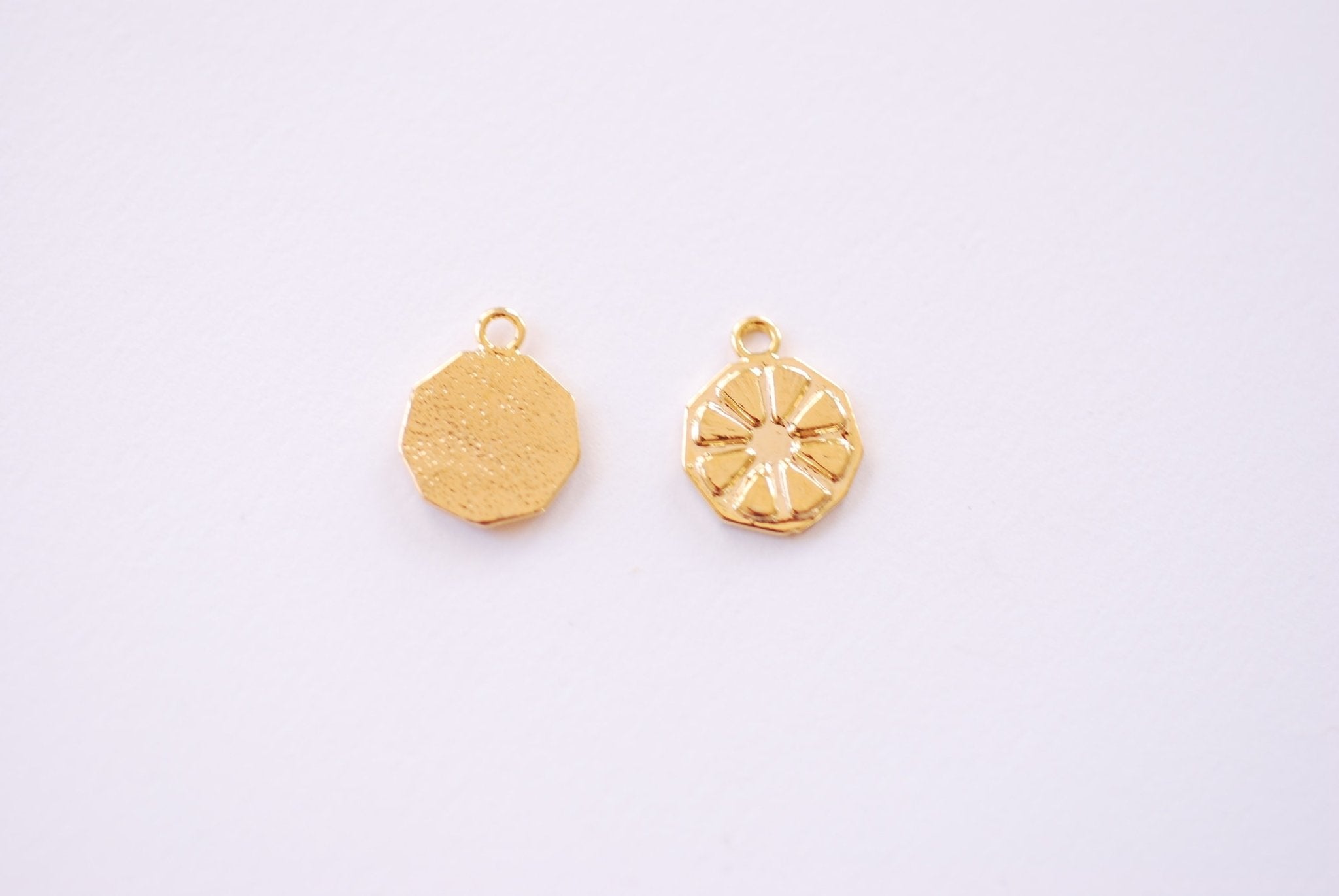 Gold Fruit Slice Charm - 16k gold plated over Brass Lemon Lime Orange Grapefruit Slice Wedge Charm HarperCrown Etsy Wholesale Brass B107 - HarperCrown