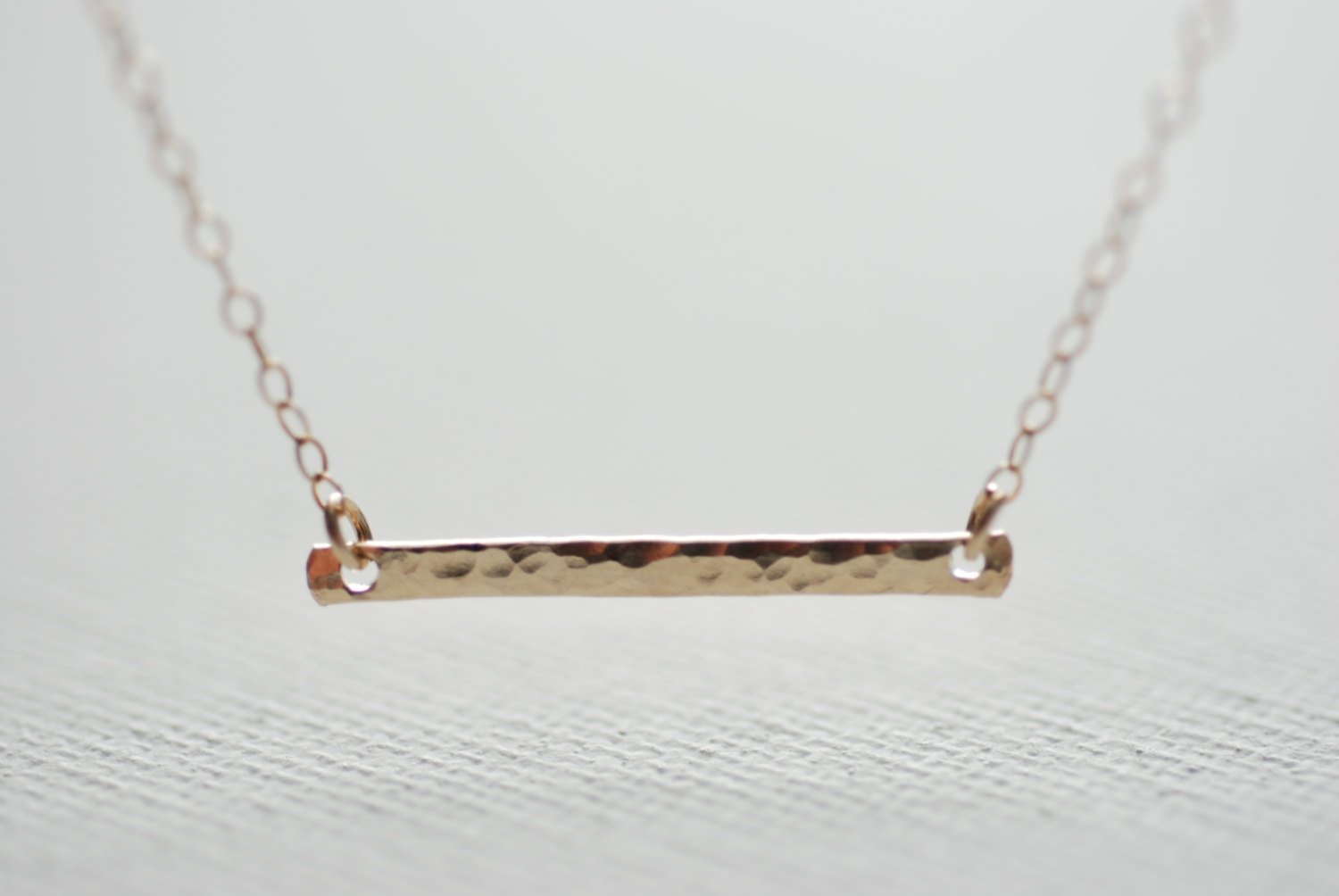 Gold Hammered Bar Necklace, Horizontal Bar Necklace, Dainty Hammered Bar, Sideways Bar Necklace, Gold Bar, Gold Bar Pendant - HarperCrown