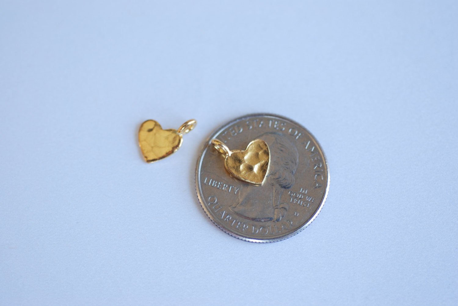 Gold Hammered Heart Vermeil Charm- 18k gold plated Sterling Silver, Stamping Blank Heart Charm Pendant, Heart Blanks, Hammered Heart, 43 - HarperCrown