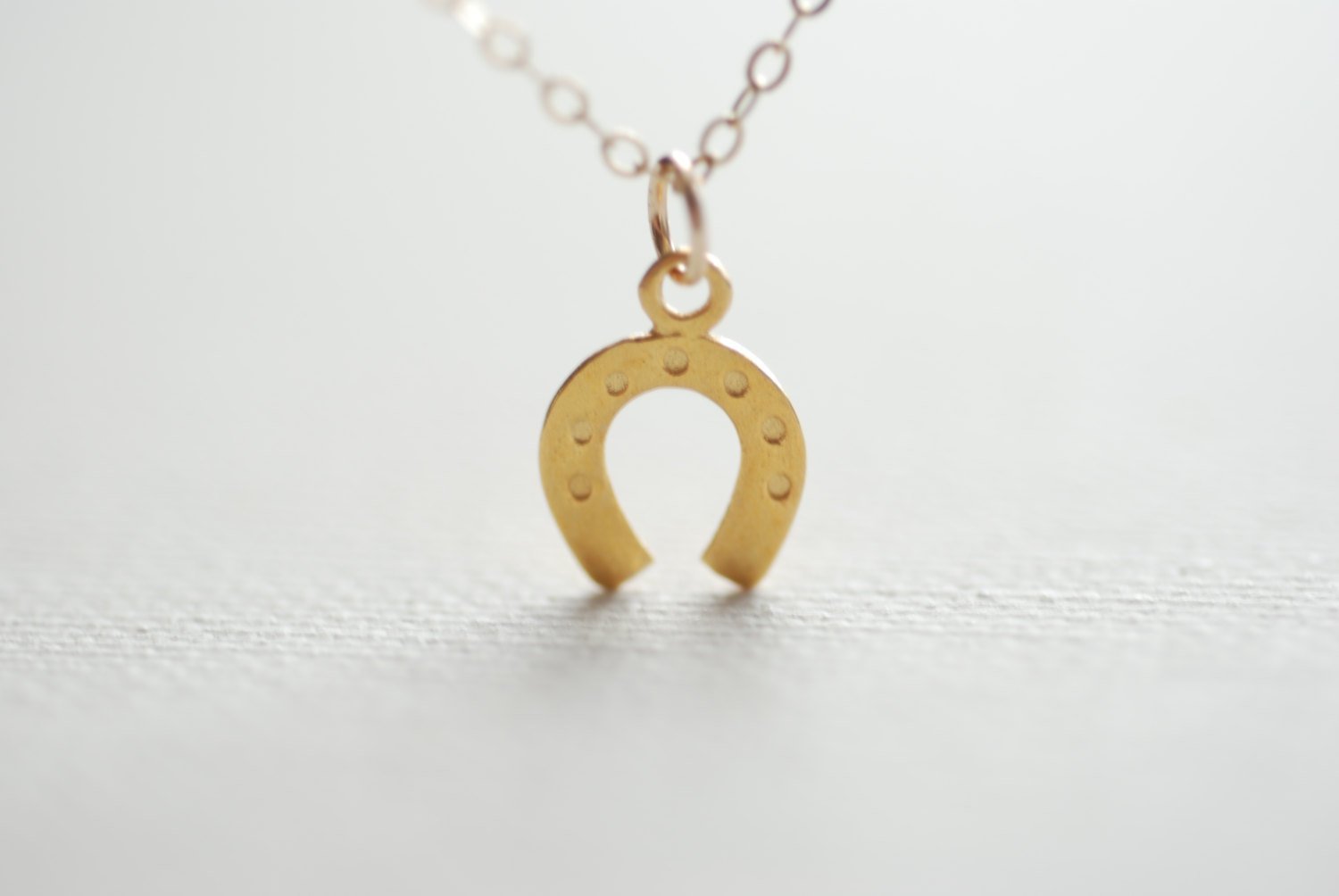 Gold Horseshoe Necklace, 24k gold Horseshoe,Dainty Horseshoe,Equestrian Necklace,Lucky Horseshoe Necklace,Horseshoe Charm,Delicate Horseshoe - HarperCrown