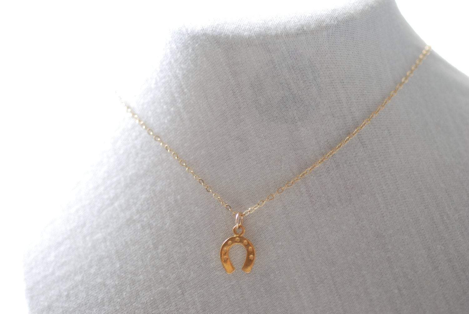 Gold Horseshoe Necklace, 24k gold Horseshoe,Dainty Horseshoe,Equestrian Necklace,Lucky Horseshoe Necklace,Horseshoe Charm,Delicate Horseshoe - HarperCrown