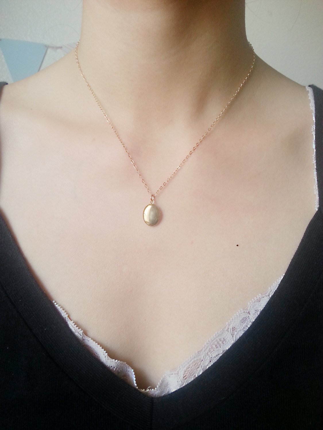 Gold Locket Necklace- Heirloom Locket, Dainty Locket Necklace, Gold Locket Gift Simple Everyday Jewelry by HeirloomEnvy - HarperCrown