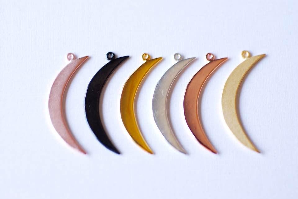 Gold or Sterling Silver Crescent Moon Charm Pendant- Gold Half moon charm pendant,Gold Crescent Moon, Gold Tusk Charm, Silver Moon Charm - HarperCrown