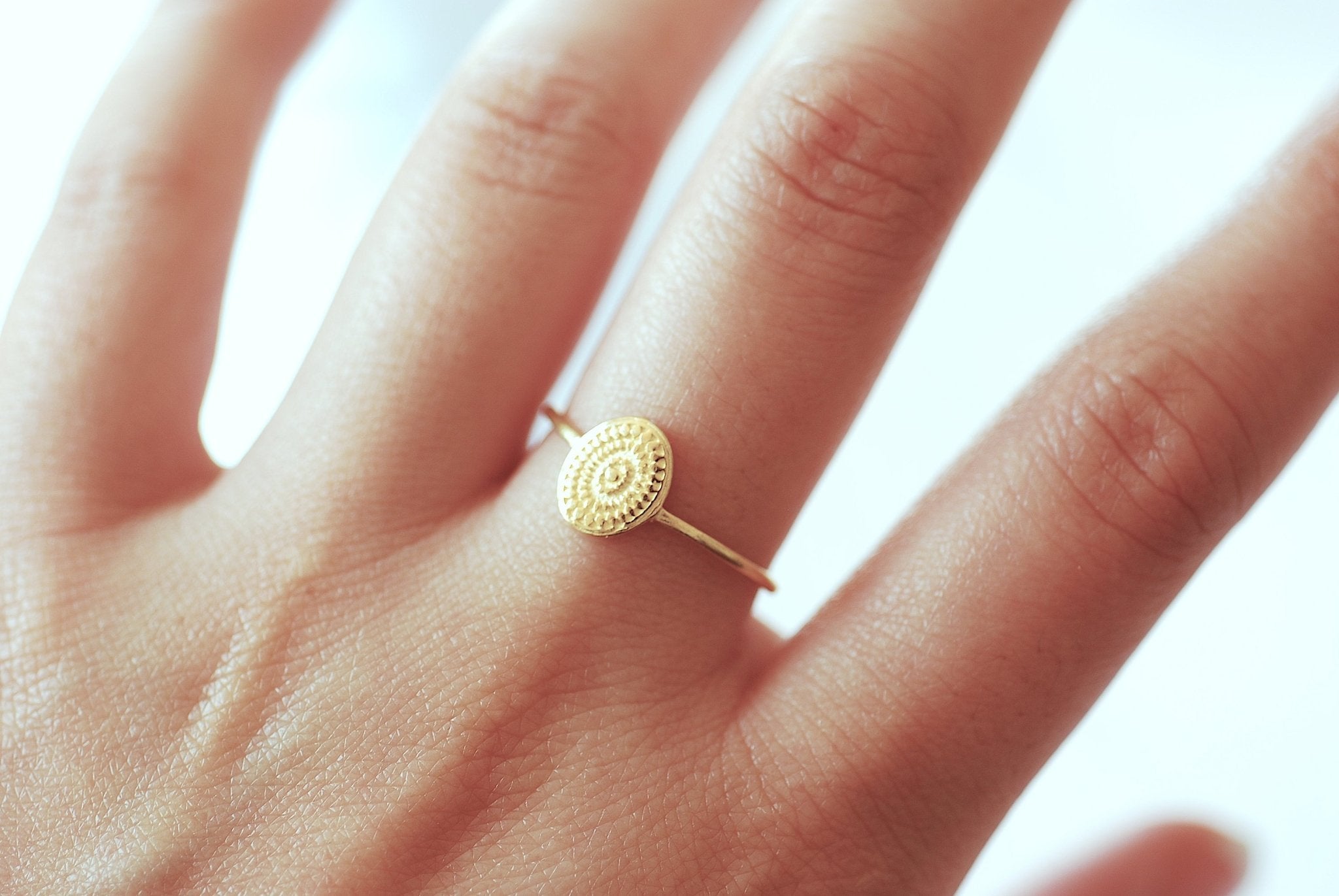 Gold Or Sterling Silver Oval Ring Adjustable Ring Gold Silver Stacking Ring Dainty Ring Statement Ring Spiral Ornate Dot Beaded Ring - HarperCrown