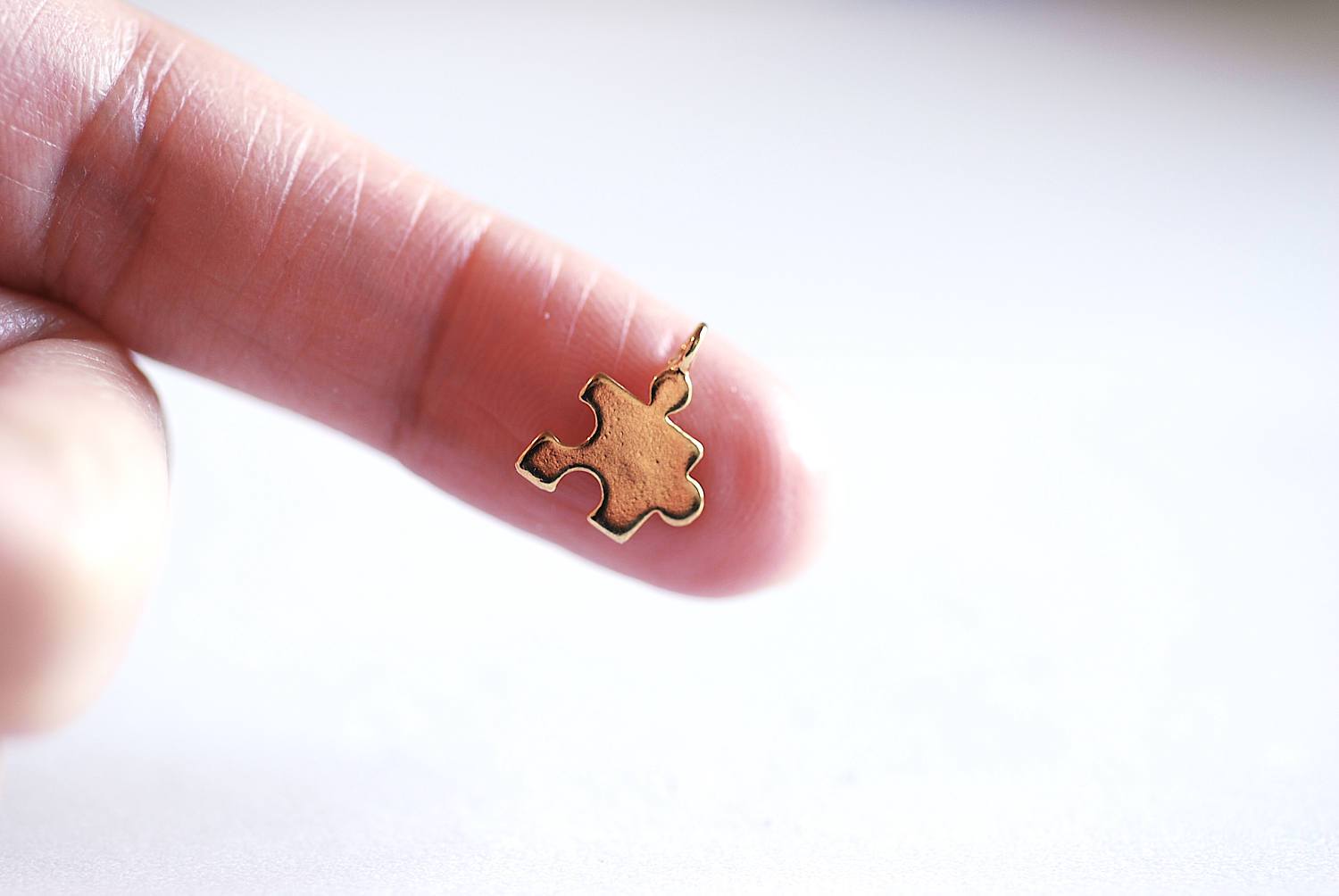 Gold Puzzle Piece Charm- 22k Gold Autism Puzzle Charm Pendant, Small Puzzle Pieces, Gold Puzzle Piece Charm, Puzzle Beads, Jigsaw Charm, 329 - HarperCrown