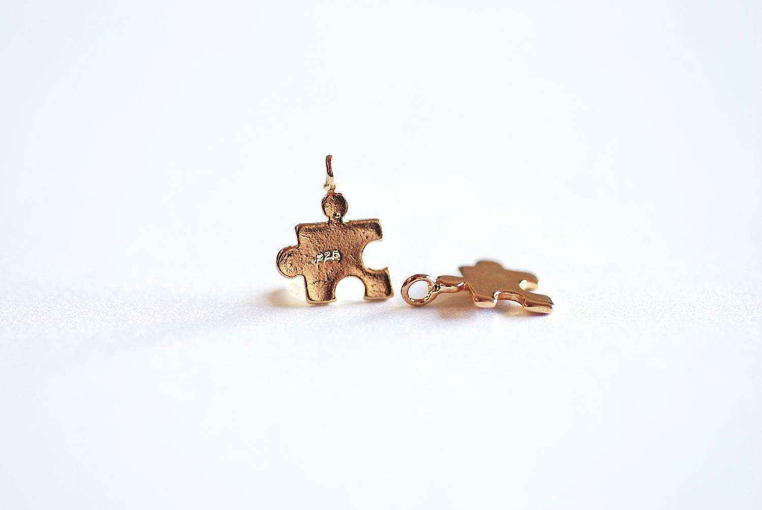 Gold Puzzle Piece Charm- 22k Gold Autism Puzzle Charm Pendant, Small Puzzle Pieces, Gold Puzzle Piece Charm, Puzzle Beads, Jigsaw Charm, 329 - HarperCrown