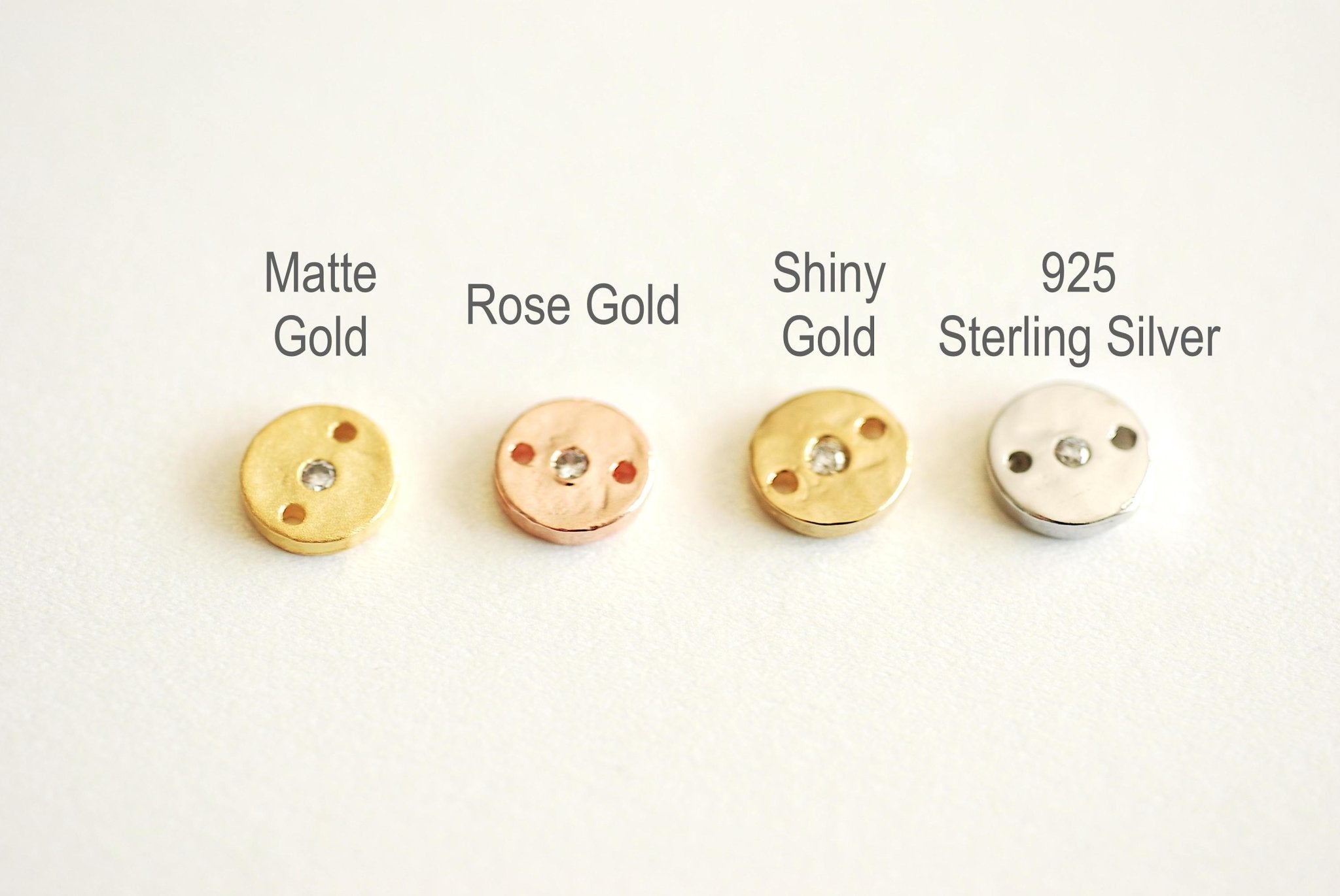 Gold Round Circle Connector- CZ Circle Connector, Gold Round circle link with CZ stone, Bezel Connector Charm, Round Cubic Zirconia Charm - HarperCrown