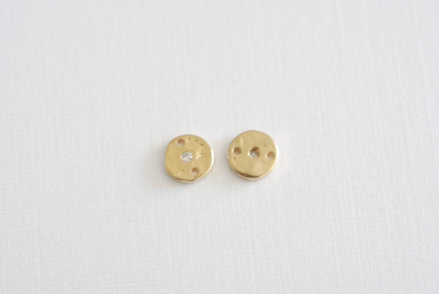 Gold Round Circle Connector- CZ Circle Connector, Gold Round circle link with CZ stone, Bezel Connector Charm, Round Cubic Zirconia Charm - HarperCrown
