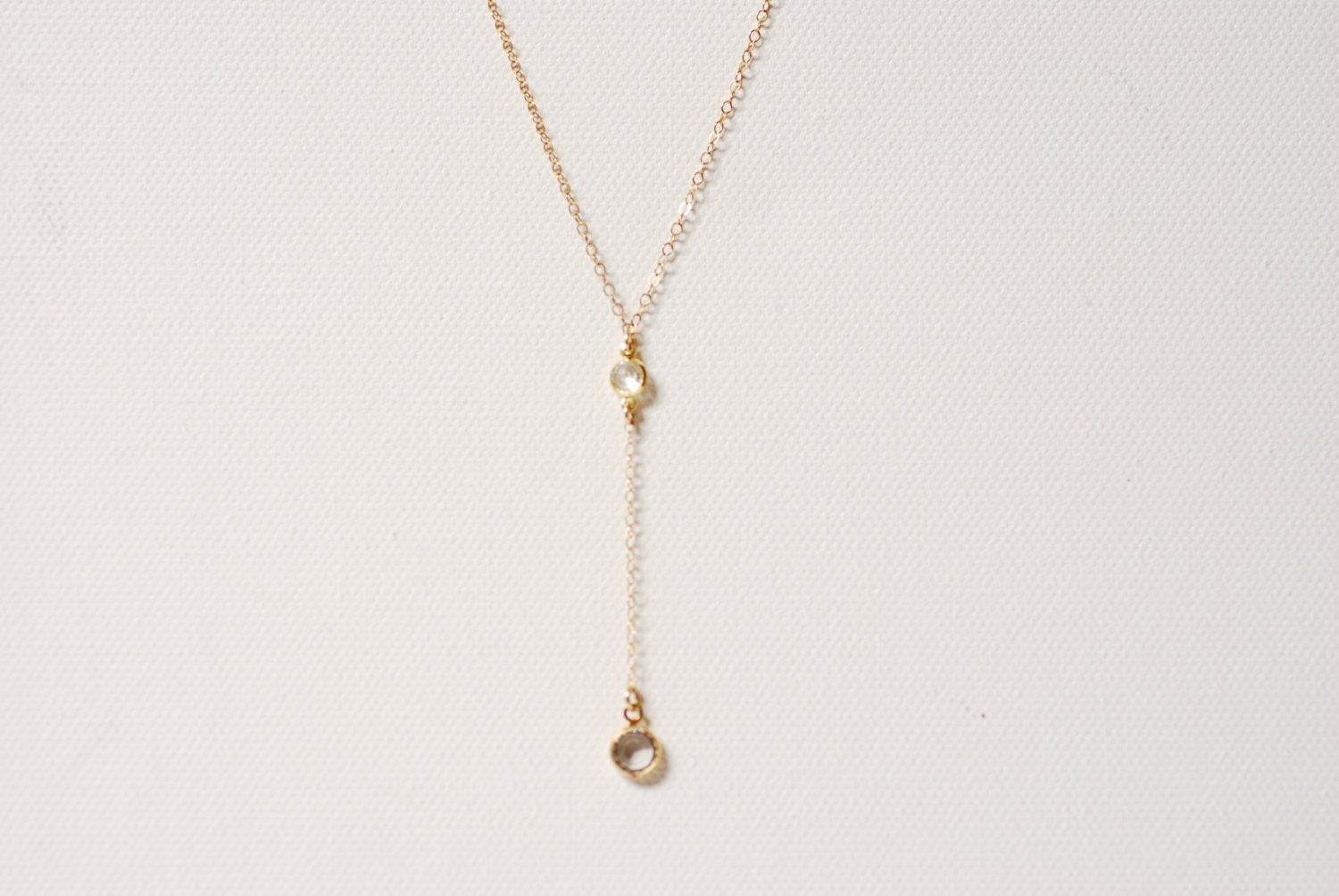 Gold Swarovski Necklace Lariat, Lariat Neckalce, Swarovski Crystal Necklace, Crystal Drop Necklace,Dainty Lariat,Swarovski Rosary, - HarperCrown