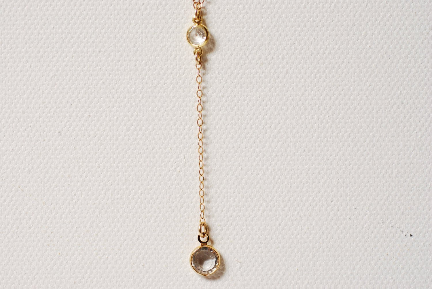 Gold Swarovski Necklace Lariat, Lariat Neckalce, Swarovski Crystal Necklace, Crystal Drop Necklace,Dainty Lariat,Swarovski Rosary, - HarperCrown