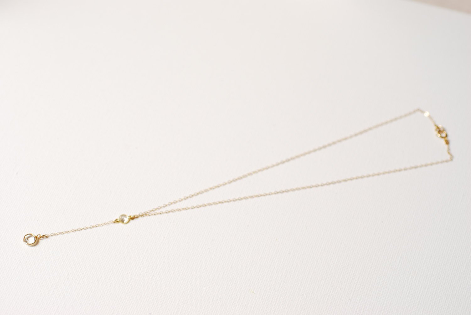 Gold Swarovski Necklace Lariat, Lariat Neckalce, Swarovski Crystal Necklace, Crystal Drop Necklace,Dainty Lariat,Swarovski Rosary, - HarperCrown