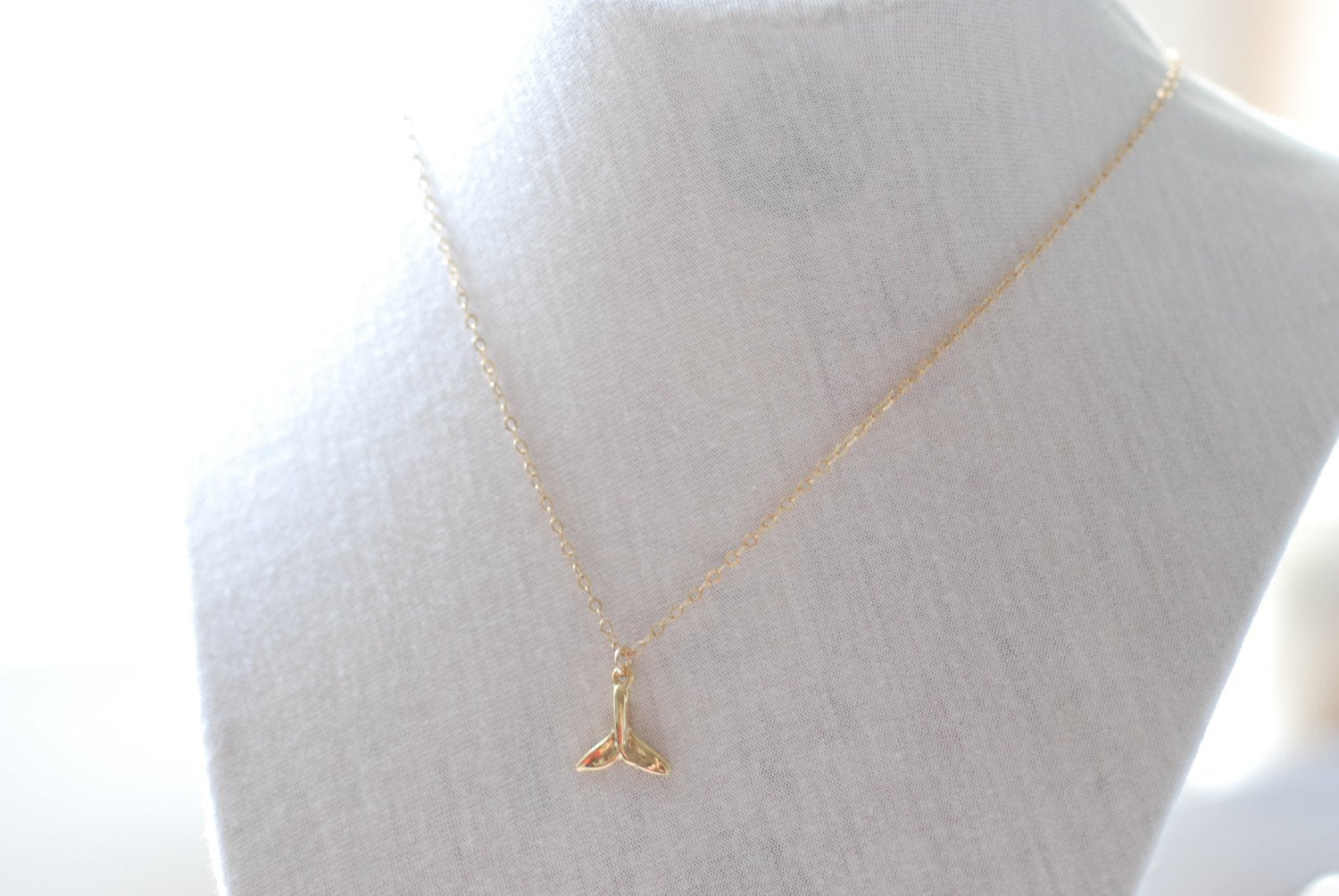 Gold whale tail necklace - whales tale - whale tail necklace, dolphin tail - HarperCrown