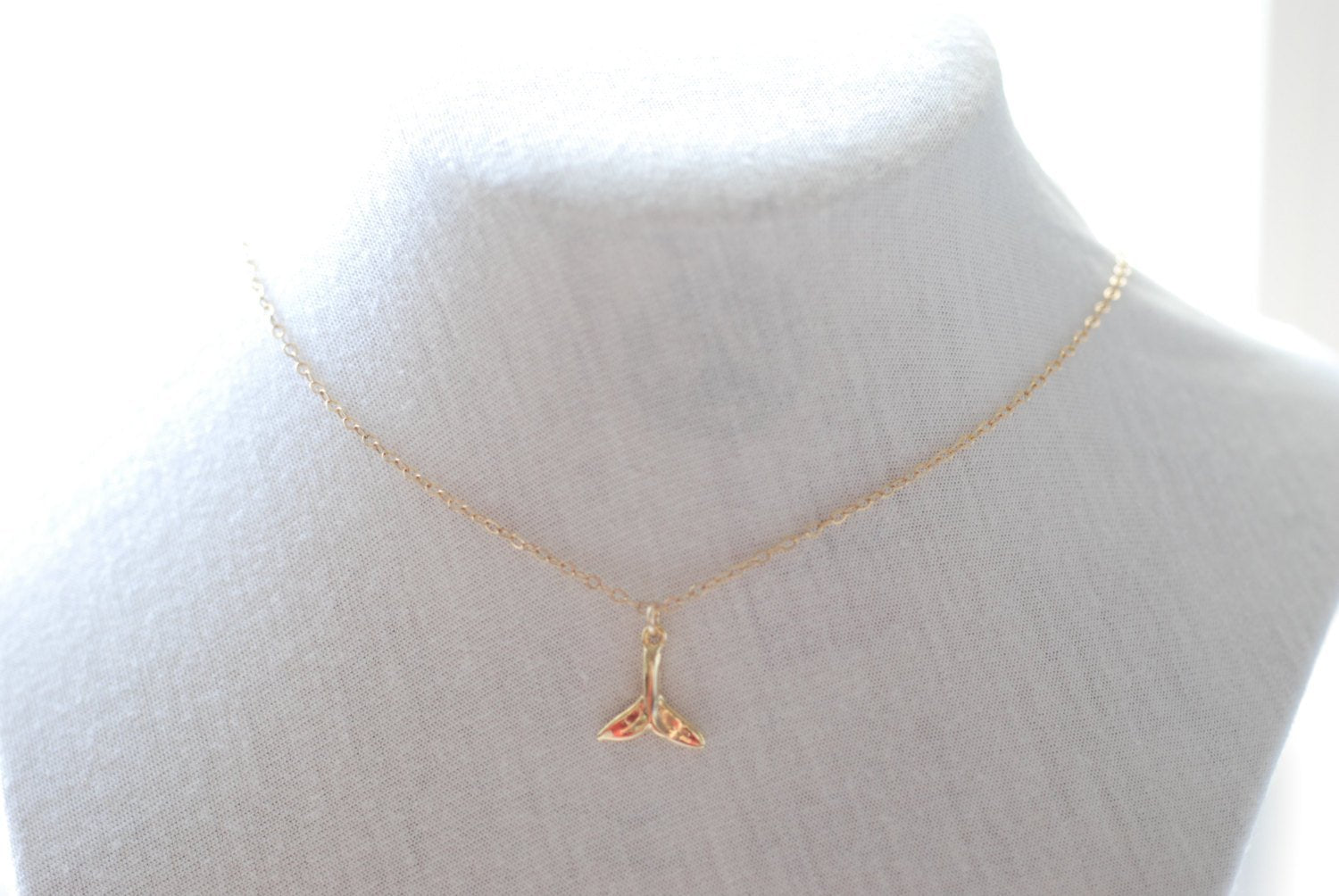 Gold whale tail necklace - whales tale - whale tail necklace, dolphin tail - HarperCrown