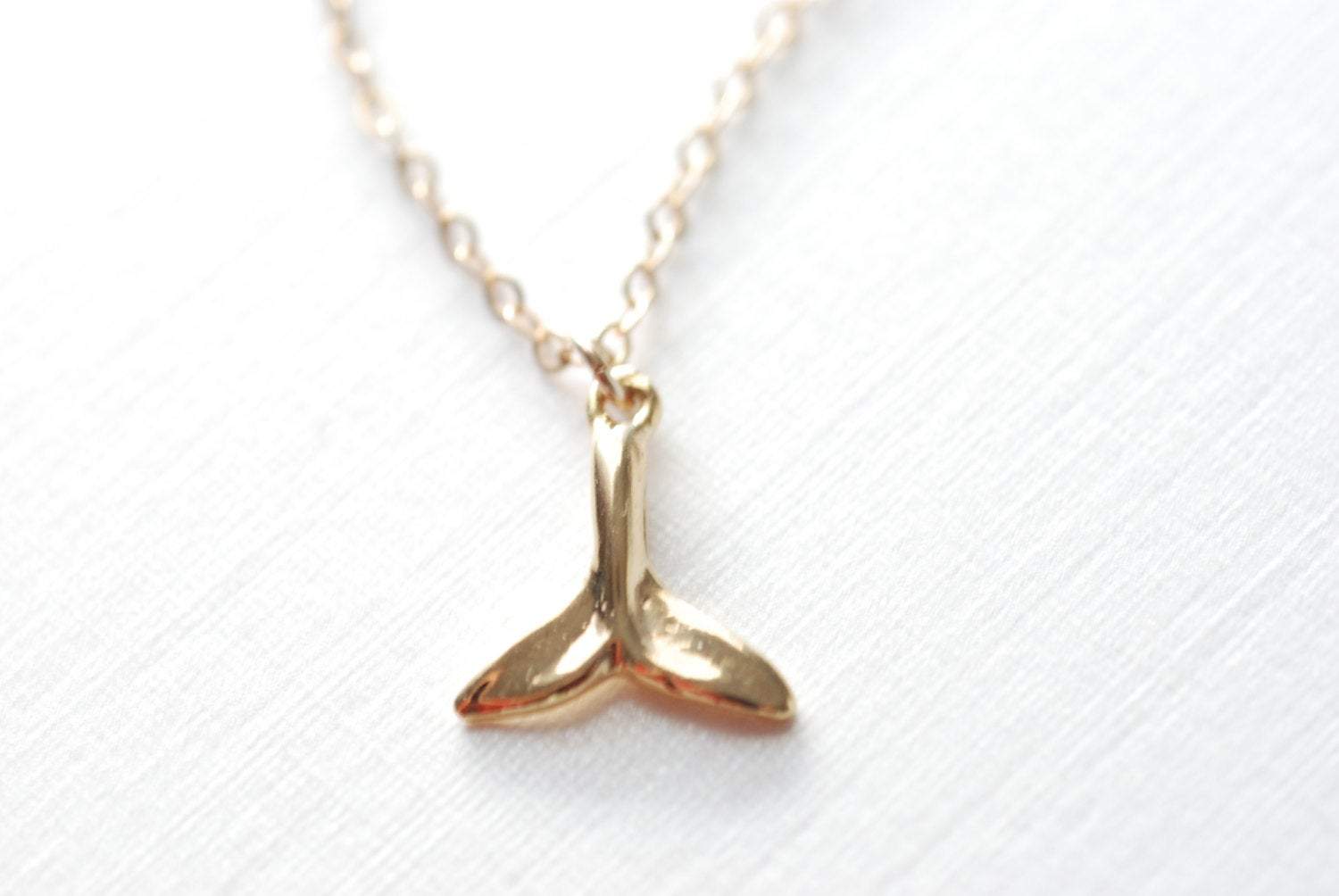 Gold whale tail necklace - whales tale - whale tail necklace, dolphin tail - HarperCrown