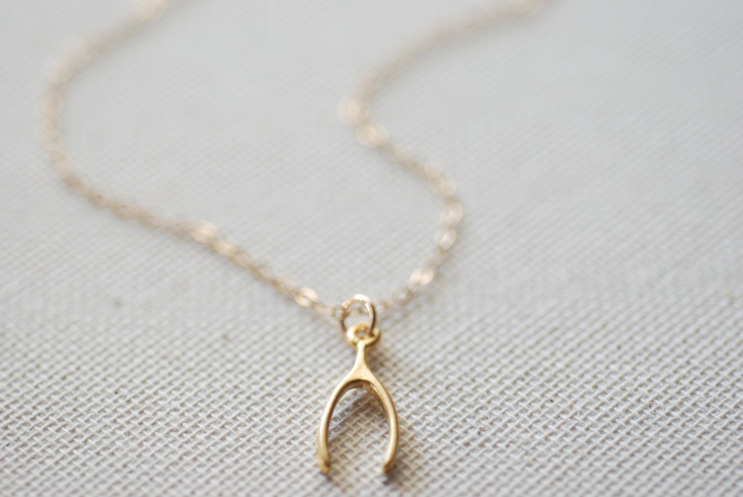 Gold Wishbone Necklace - 24k gold wishbone, Dainty wishbone, Wishbone Pendant,Simple Wishbone Necklace,Lucky Wishbone Necklace,Gold Wishbone - HarperCrown