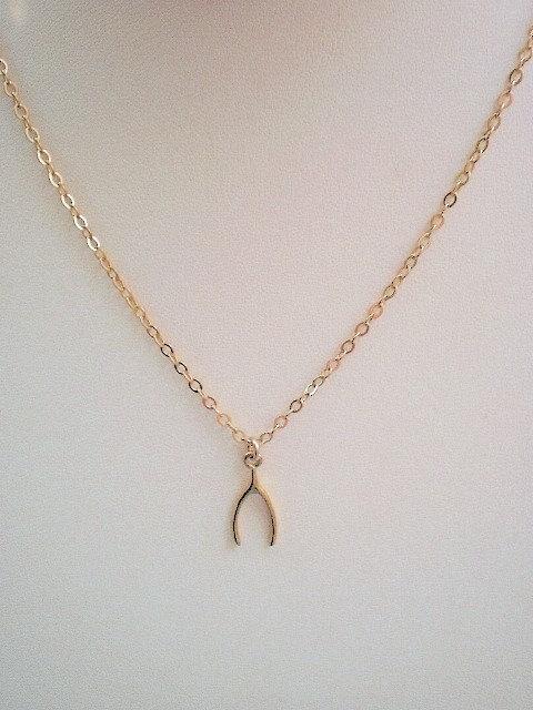 Gold Wishbone Necklace - 24k gold wishbone, Dainty wishbone, Wishbone Pendant,Simple Wishbone Necklace,Lucky Wishbone Necklace,Gold Wishbone - HarperCrown