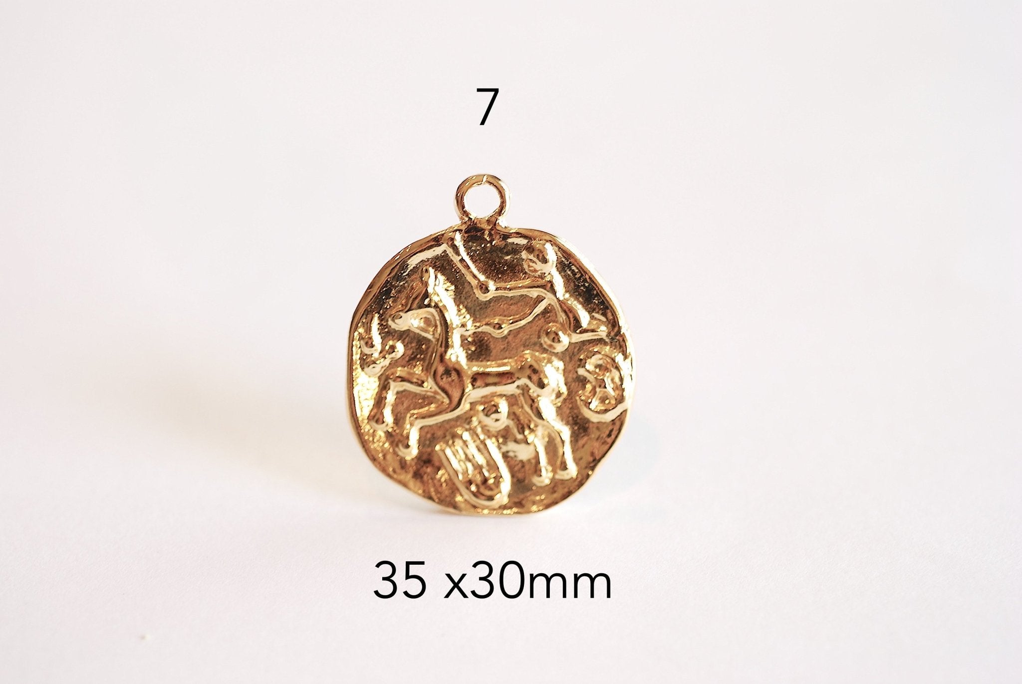 Greek Coin Charm Pendant- Vermeil Gold 22k Gold plated over 925 Sterling Silver, Greek Coins, Spanish Coins, Ancient Roman Coin, Medallion - HarperCrown