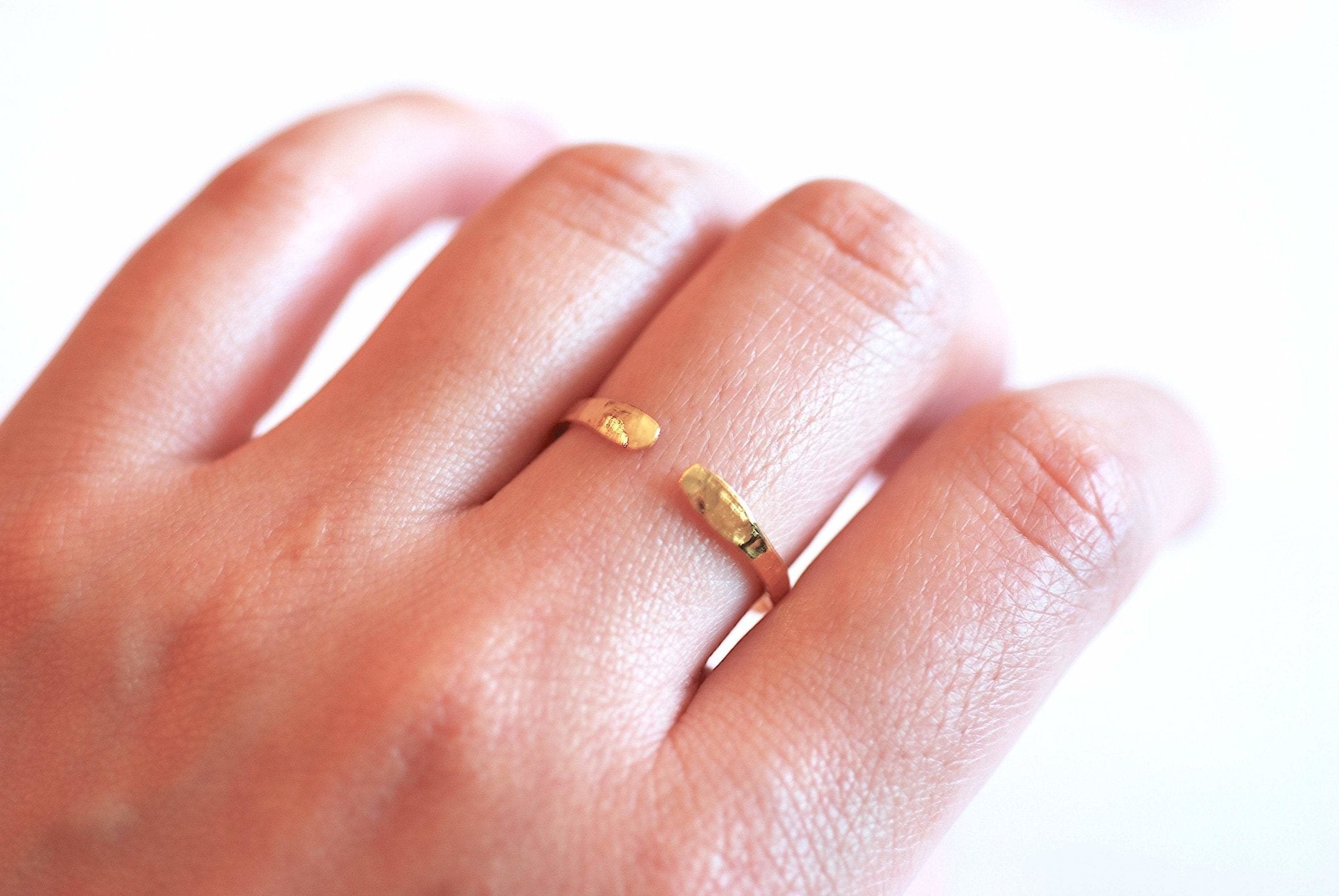 Hammered Open Ring- Sterling Silver, Gold, open edge ring, stacking ring, dainty ring, Minimalist ring, Dainty Ring, Adjustable Ring, Boho - HarperCrown