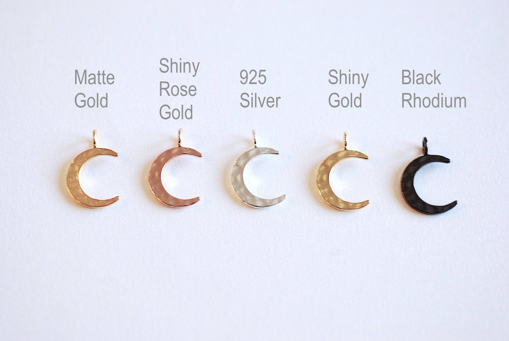 Hammered Vermeil Gold Crescent Moon Charm- 925 Sterling silver plated 22k Gold, Gold Half Moon, Eclipse Moon, Half Circle, Moon Charm, 117 - HarperCrown