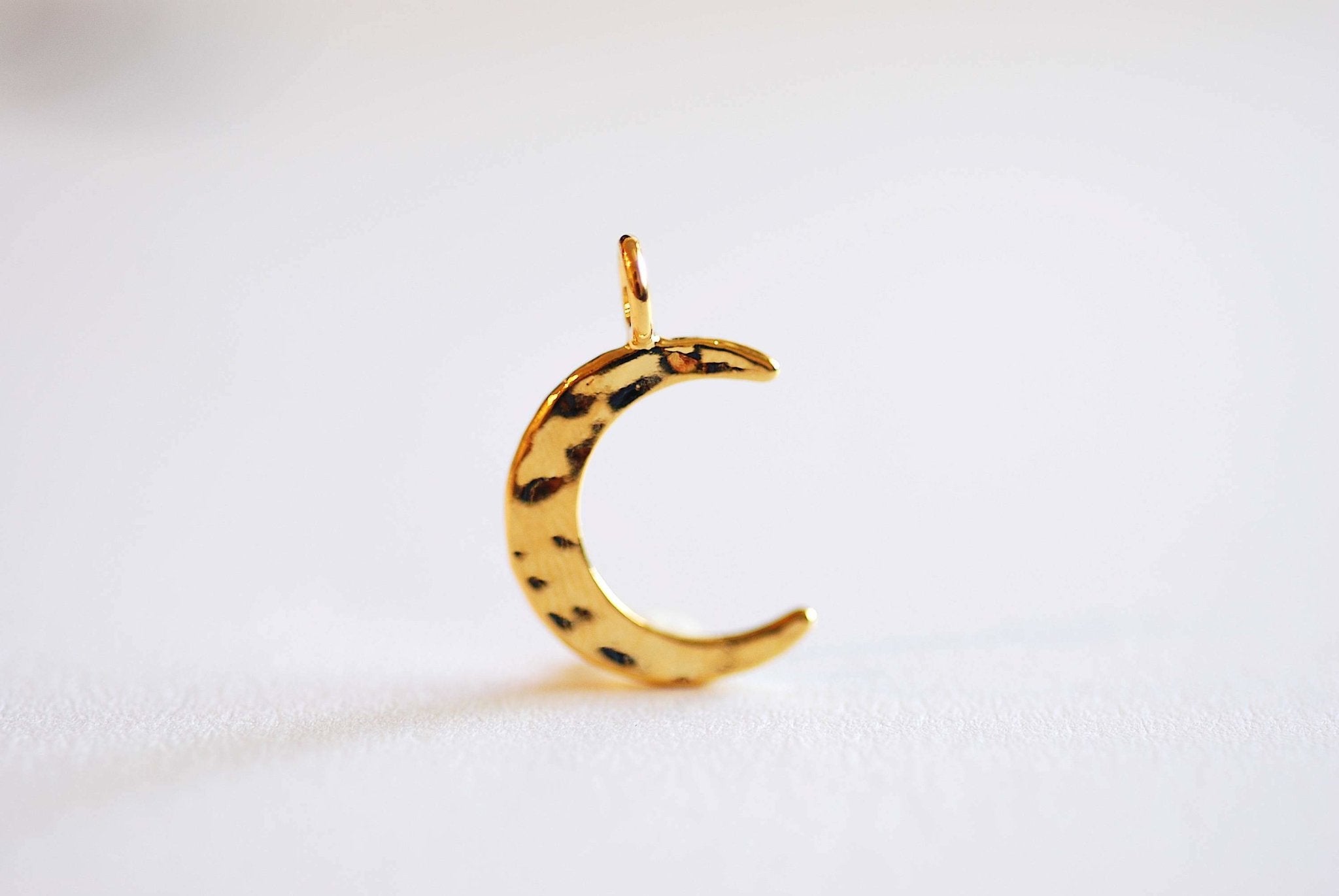 Hammered Vermeil Gold Crescent Moon Charm- 925 Sterling silver plated 22k Gold, Gold Half Moon, Eclipse Moon, Half Circle, Moon Charm, 117 - HarperCrown