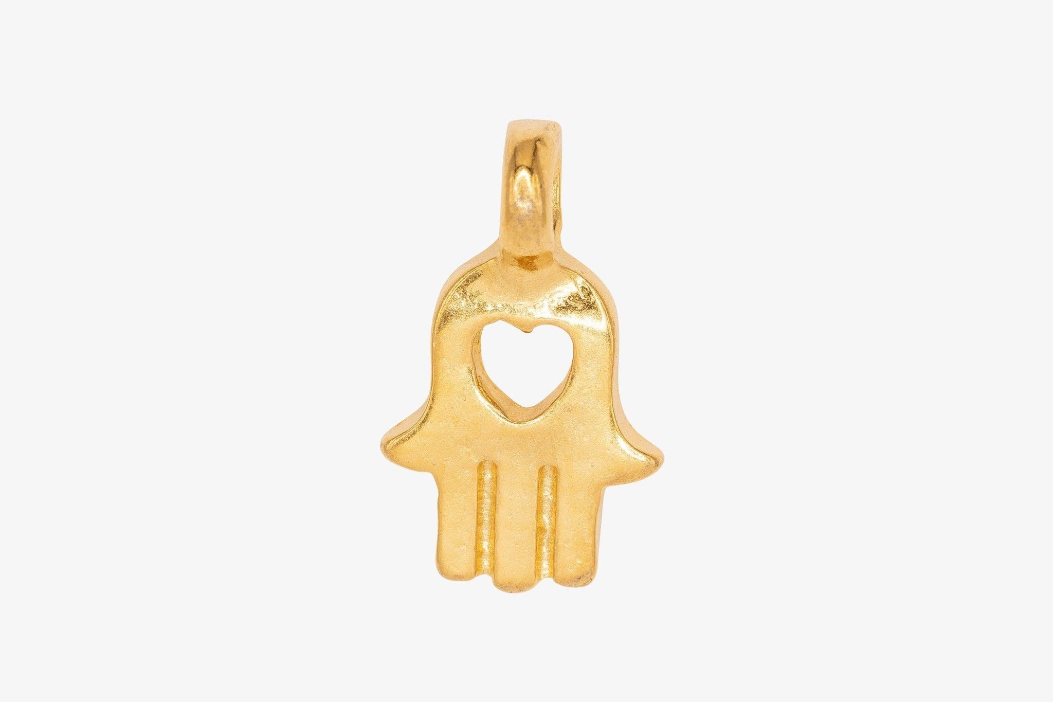 Hamsa Hand Heart Wholesale Charm 14K Gold, Solid 14K Gold, G44 - HarperCrown