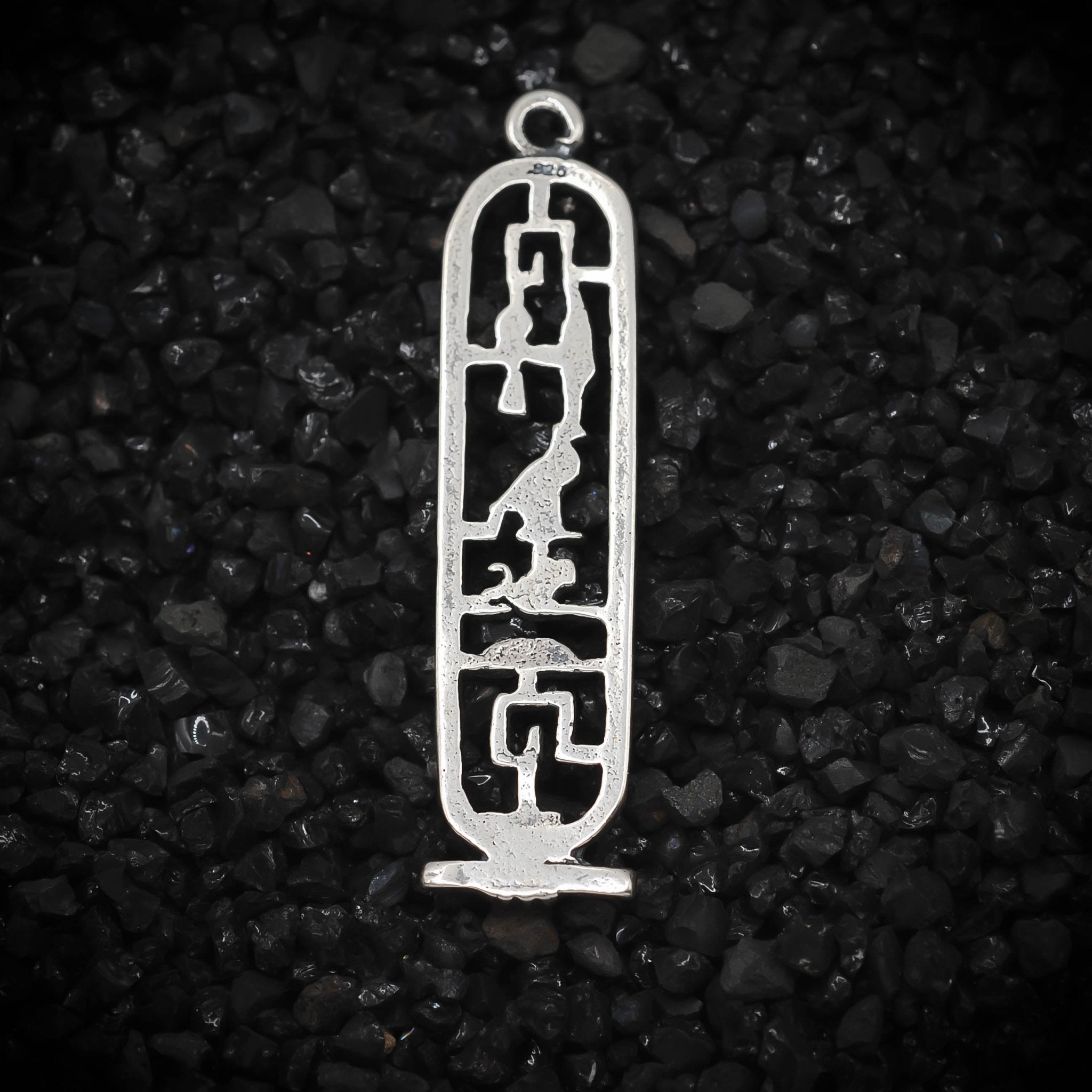 "Health" Cartouche Hieroglyph Ancient Egyptian Charm | 925 Sterling Silver, Oxidized or 18K Gold Plated | Jewelry Making Pendant - HarperCrown