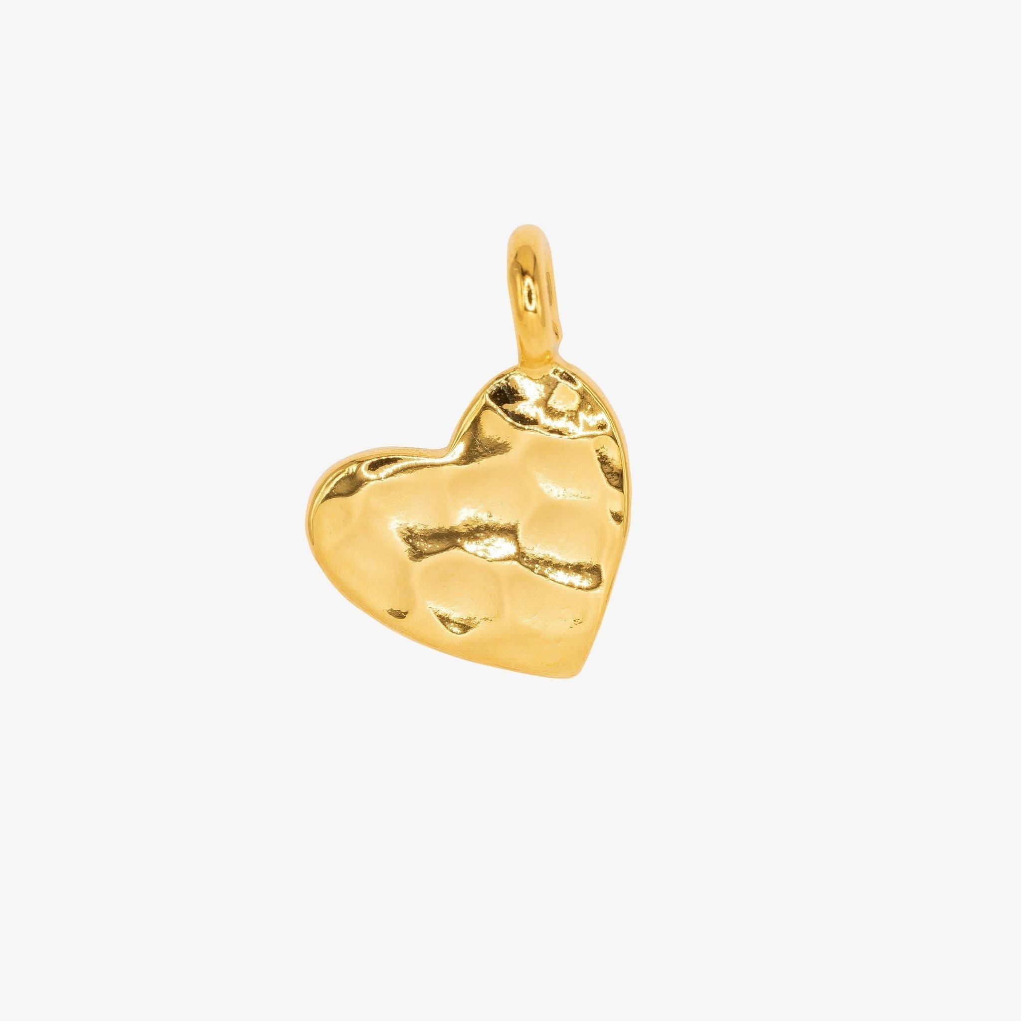 Heart Charm Textured 14K Gold - HarperCrown