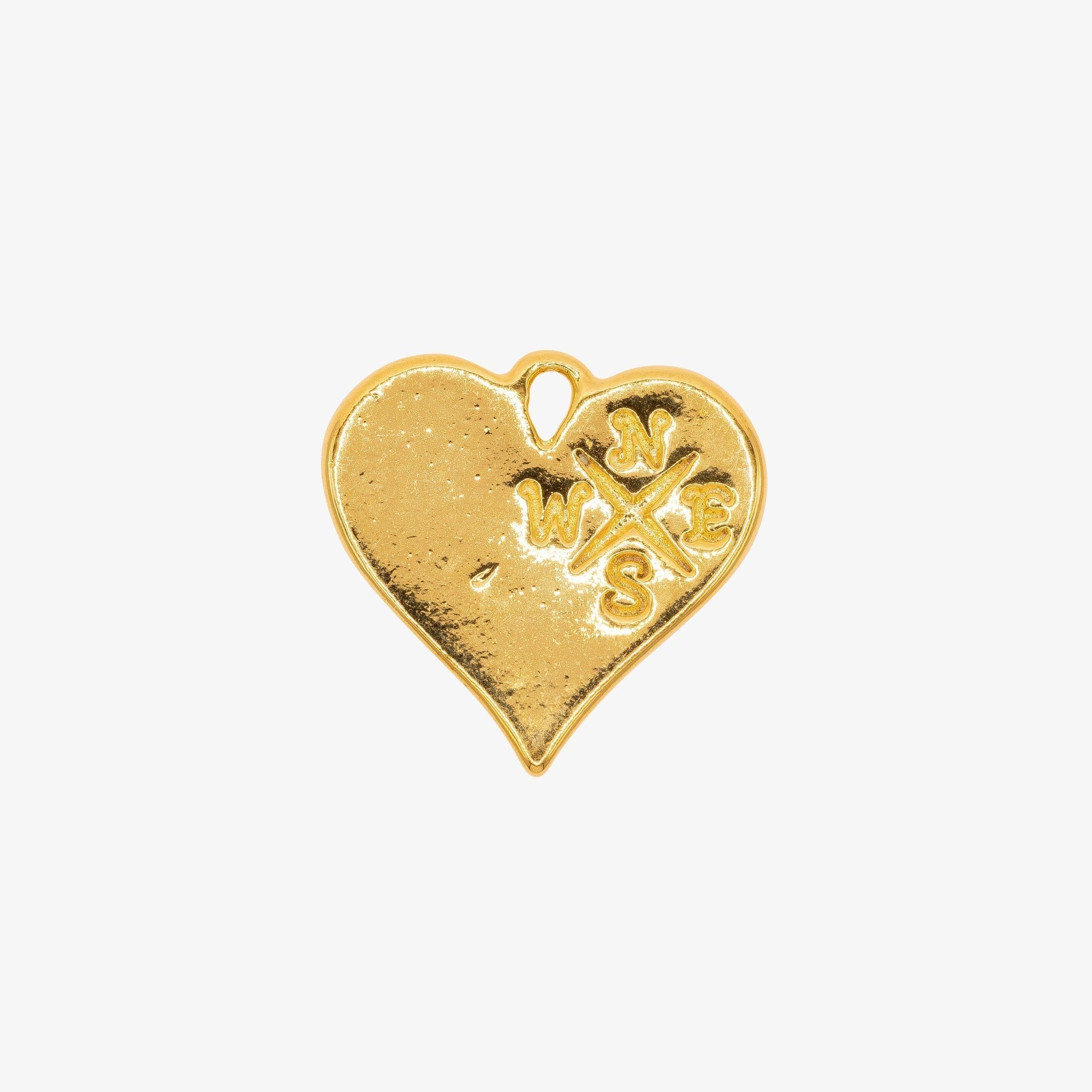 Heart Compass Charm 14K Gold - HarperCrown