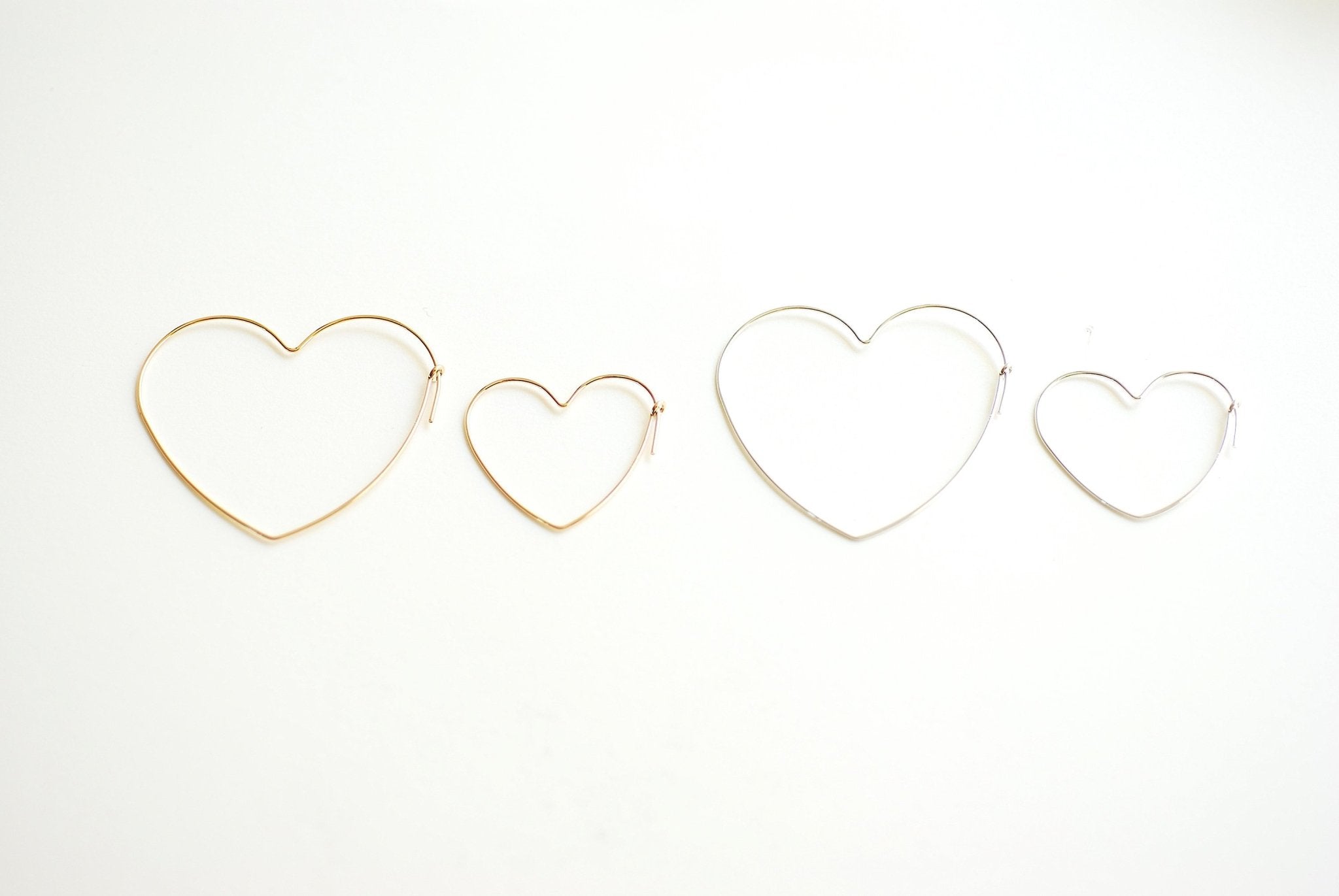 Heart Wire Hoop Earrings- 14k Gold Filled or Sterling Silver Hoop Earrings, Open Heart Wire, Love Heart Shaped Earrings, Heart Hoop Earwire - HarperCrown