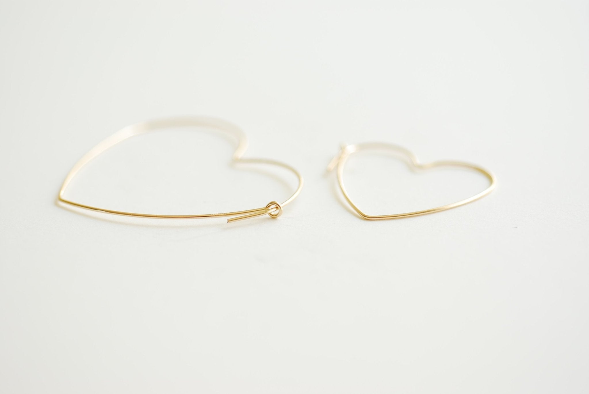 Heart Wire Hoop Earrings- 14k Gold Filled or Sterling Silver Hoop Earrings, Open Heart Wire, Love Heart Shaped Earrings, Heart Hoop Earwire - HarperCrown