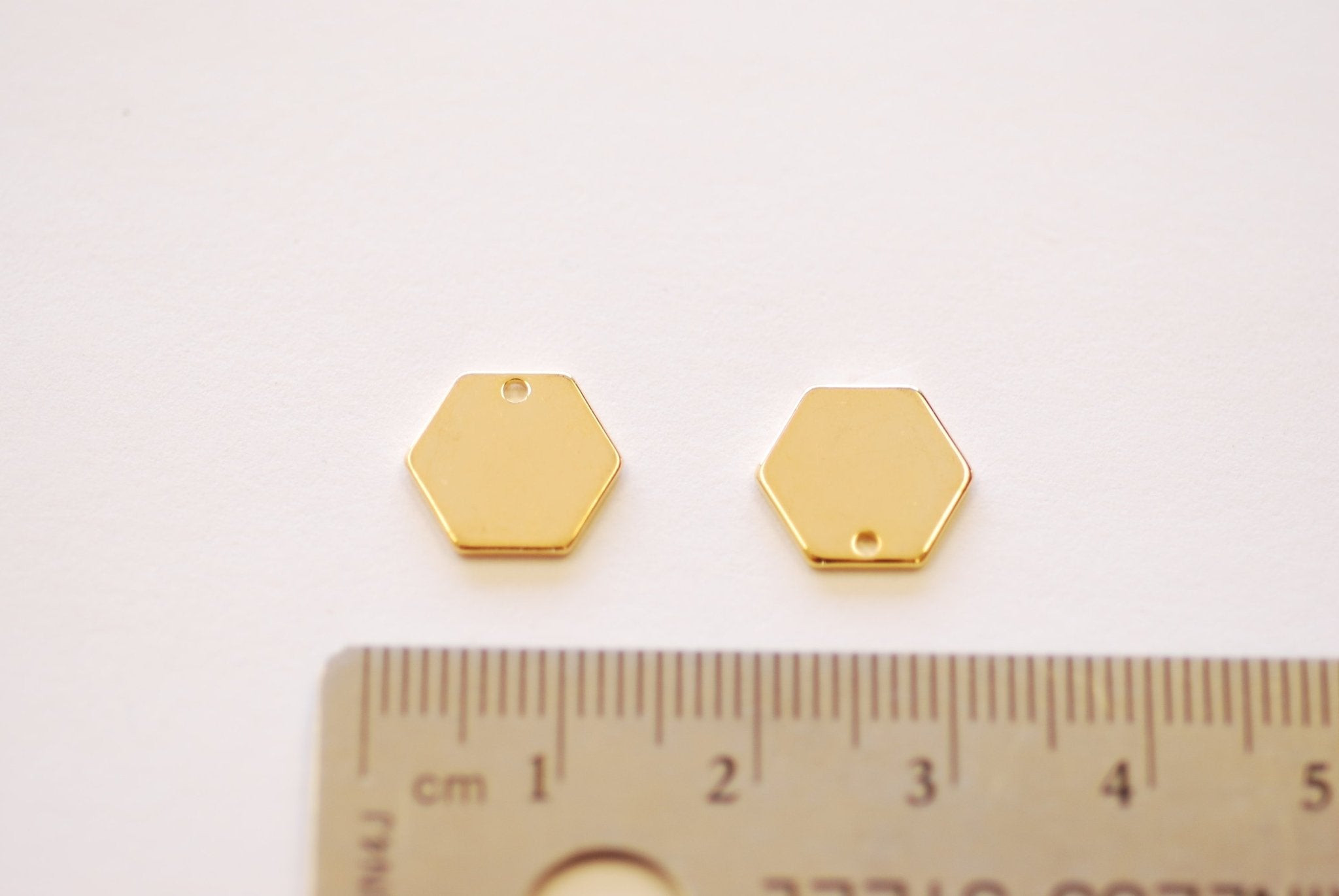 Hexagon Shape Blank Charm - 16k Gold Plated over Brass Stamp Blank Pendant Wholesale B285 - HarperCrown