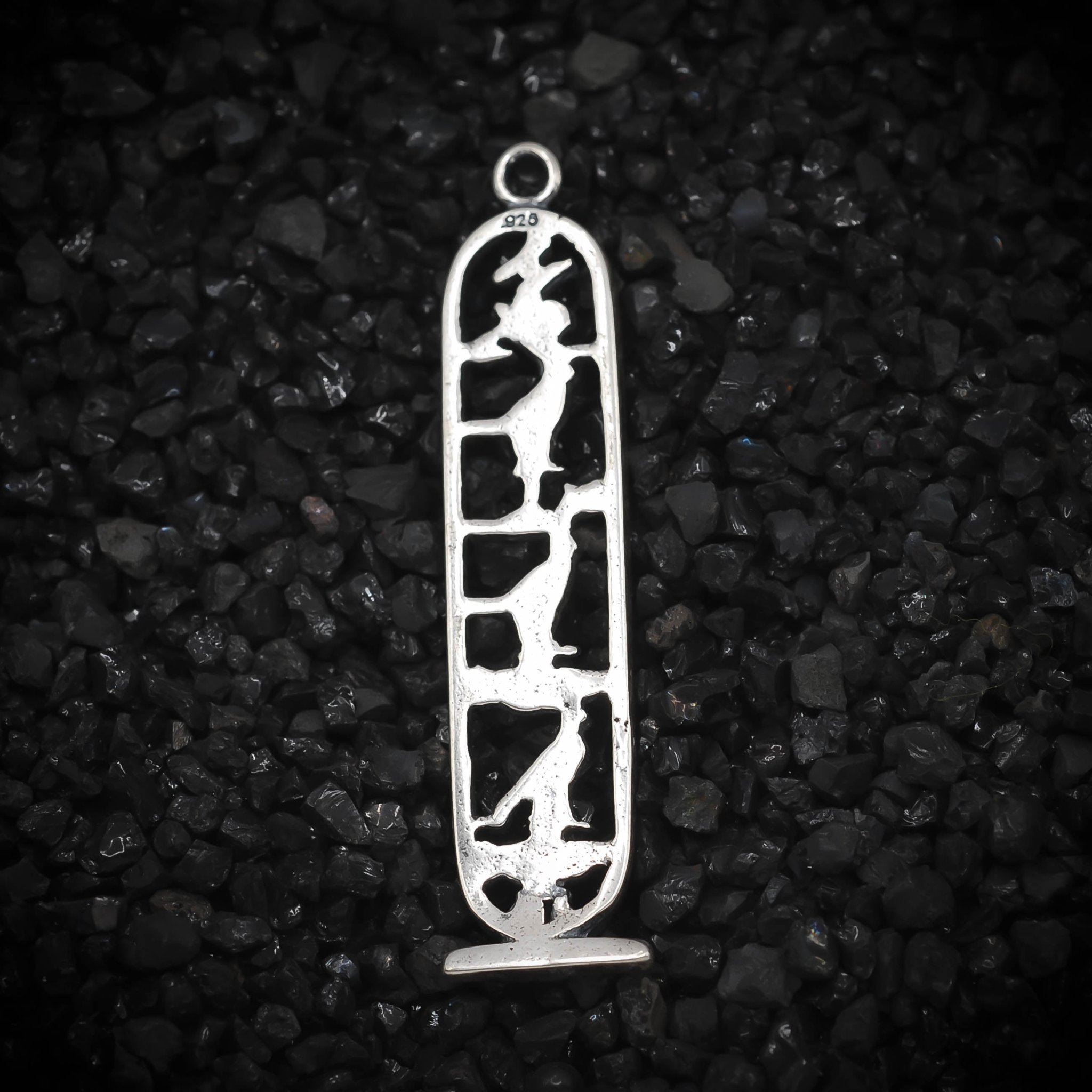 "I Love You Dad" Cartouche Hieroglyph Ancient Egyptian Charm | 925 Sterling Silver, Oxidized or 18K Gold Plated | Jewelry Making Pendant - HarperCrown