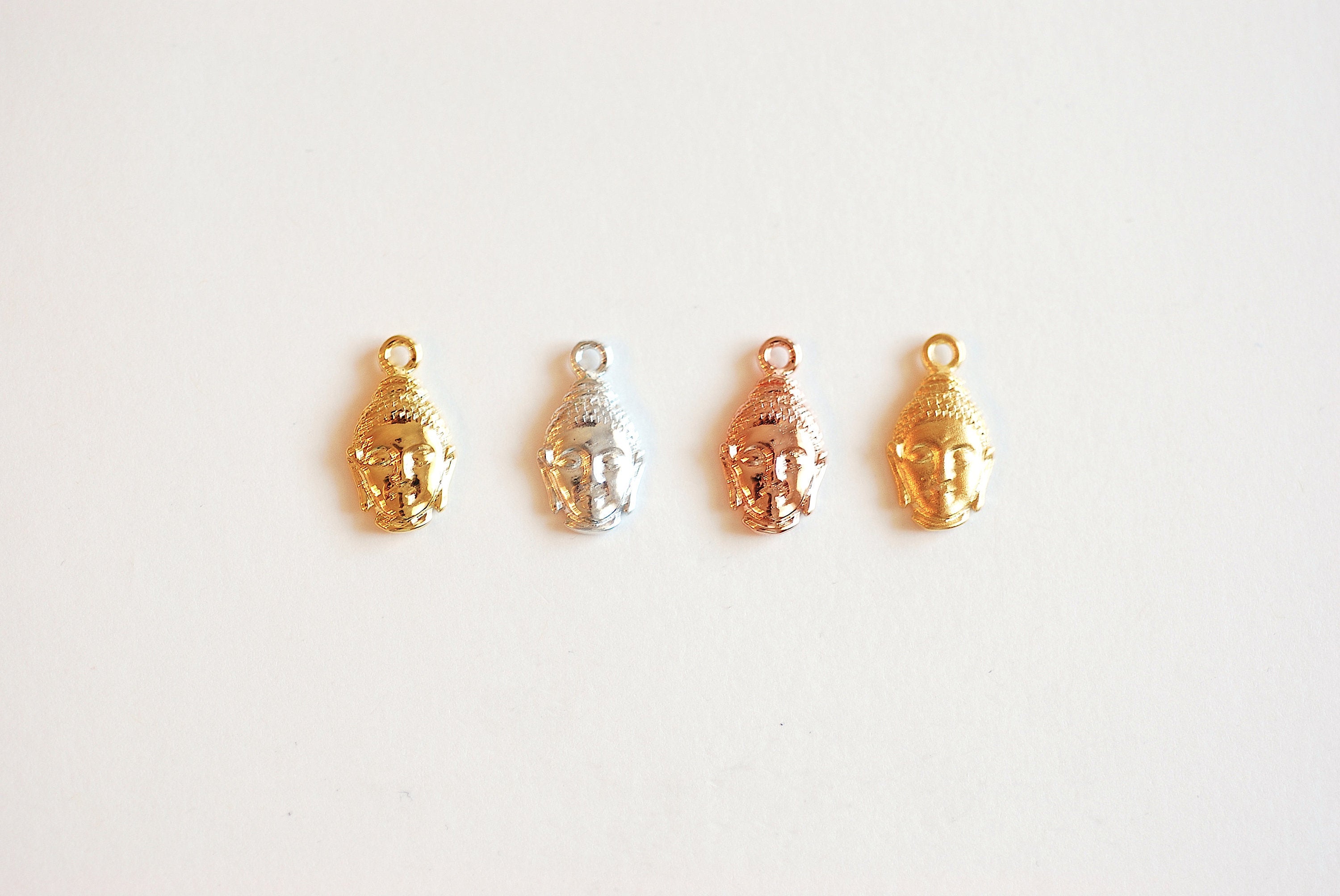 Wholesale Charms Buddha Head Vermeil Gold Charm 22k gold plated over 925 sterling silver Spiritual Jewelry Component ohm om Yoga Meditation Yogi 138