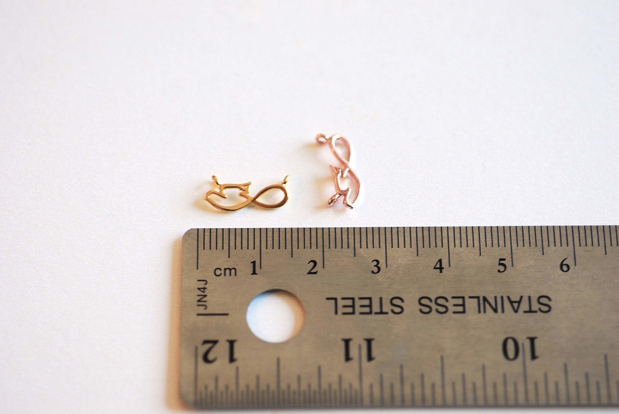 Infinity Dove Connector Charm- Vermeil Gold, Rose Gold or Sterling Silver, Christian Dove Charm, Eternity, Love knot, Infinity, Link, 429 - HarperCrown