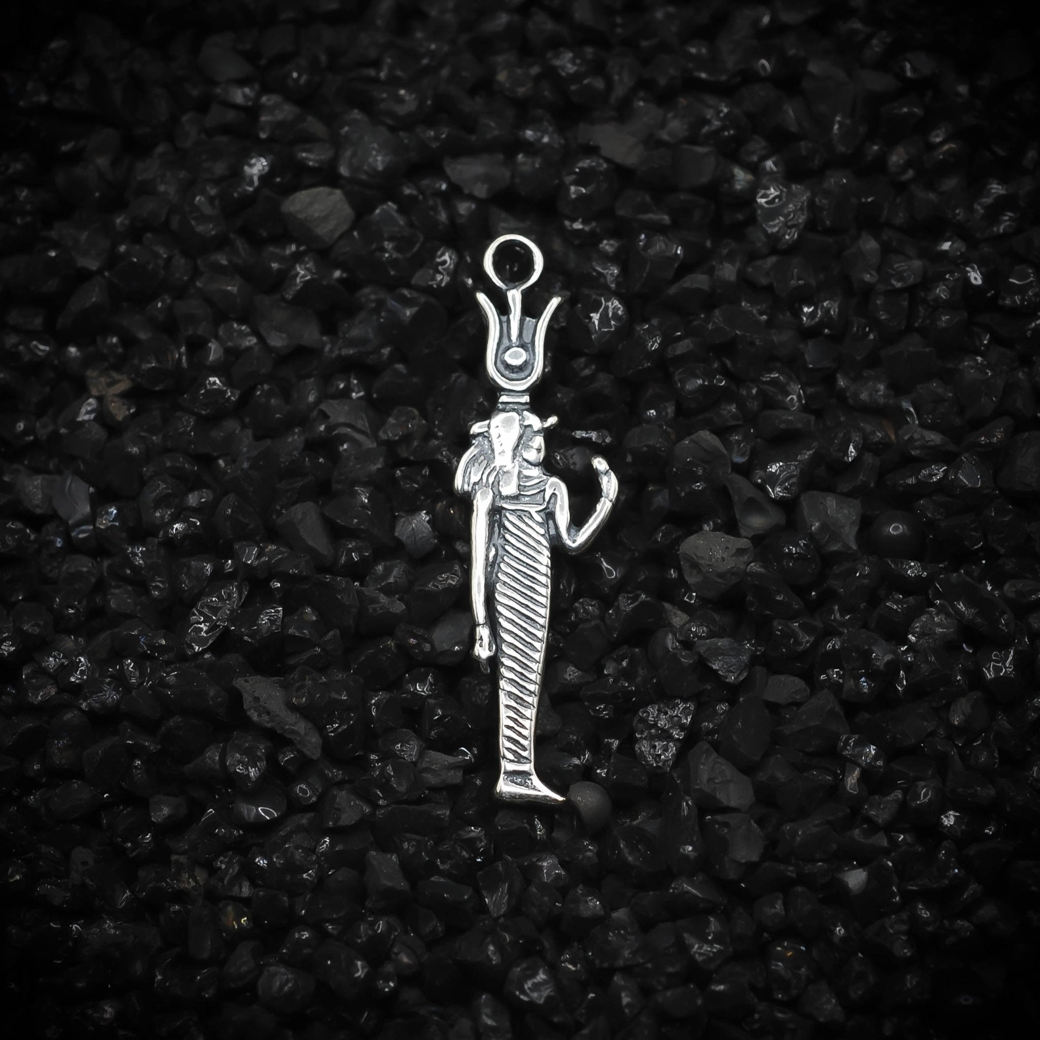 Isis Goddess of Fertility Ancient Egyptian Charm | 925 Sterling Silver, Oxidized or 18K Gold Plated | Jewelry Making Pendant - HarperCrown