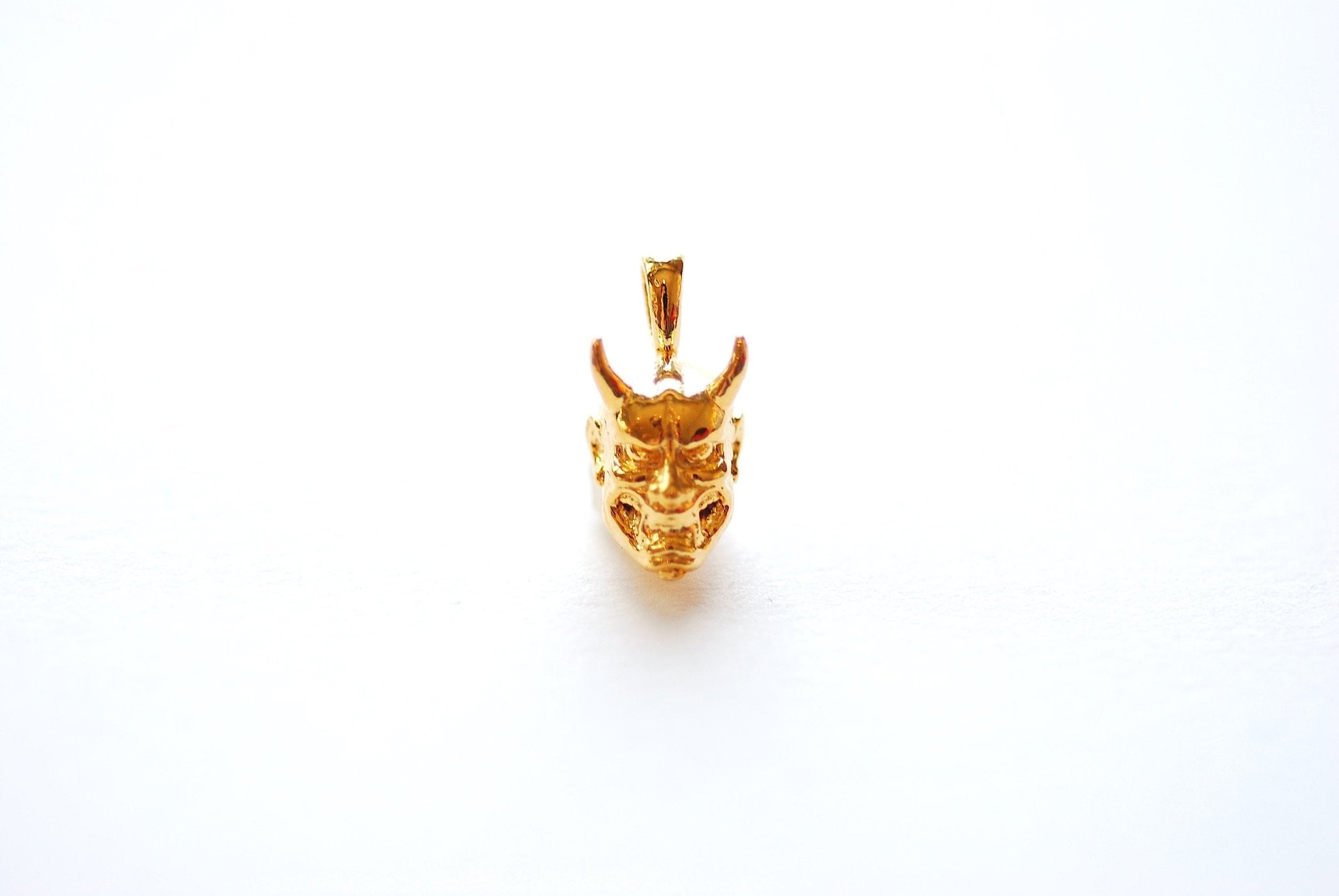 Japanese Kabuki Oni Mask Charm, Vermeil 18k Gold plated over 925 Sterling Silver, Hannya Mask Charm, Genji Mask, Kitsune, Samurai Mask, J305 - HarperCrown