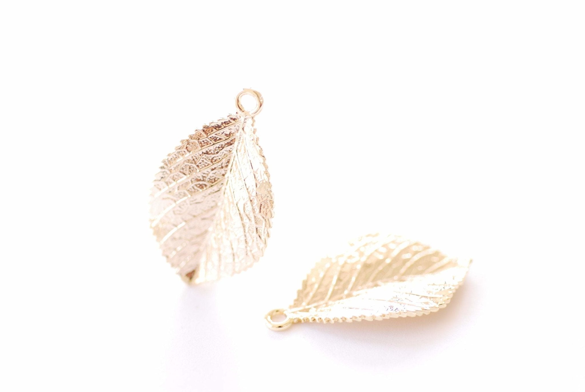 Leaf Charm | 16k Gold Plated over Brass | Dainty Leaf Pendant HarperCrown Wholesale B330 - HarperCrown