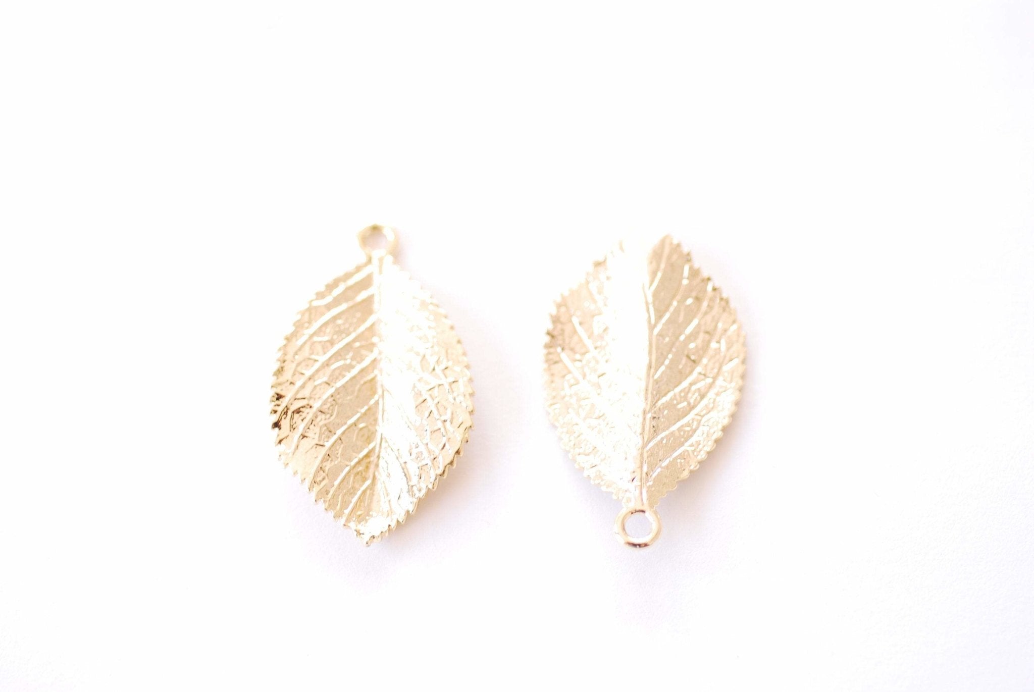 Leaf Charm | 16k Gold Plated over Brass | Dainty Leaf Pendant HarperCrown Wholesale B330 - HarperCrown