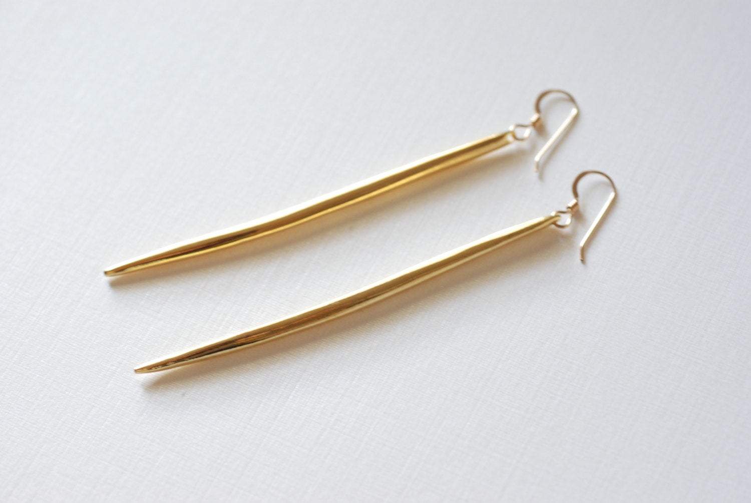 Long Needle Earrings- Spike Earrings, Gold Dagger Spear Earrings, 24k gold Dagger Earrings,Spear Earrings,stick earrings,gold bar earrings - HarperCrown